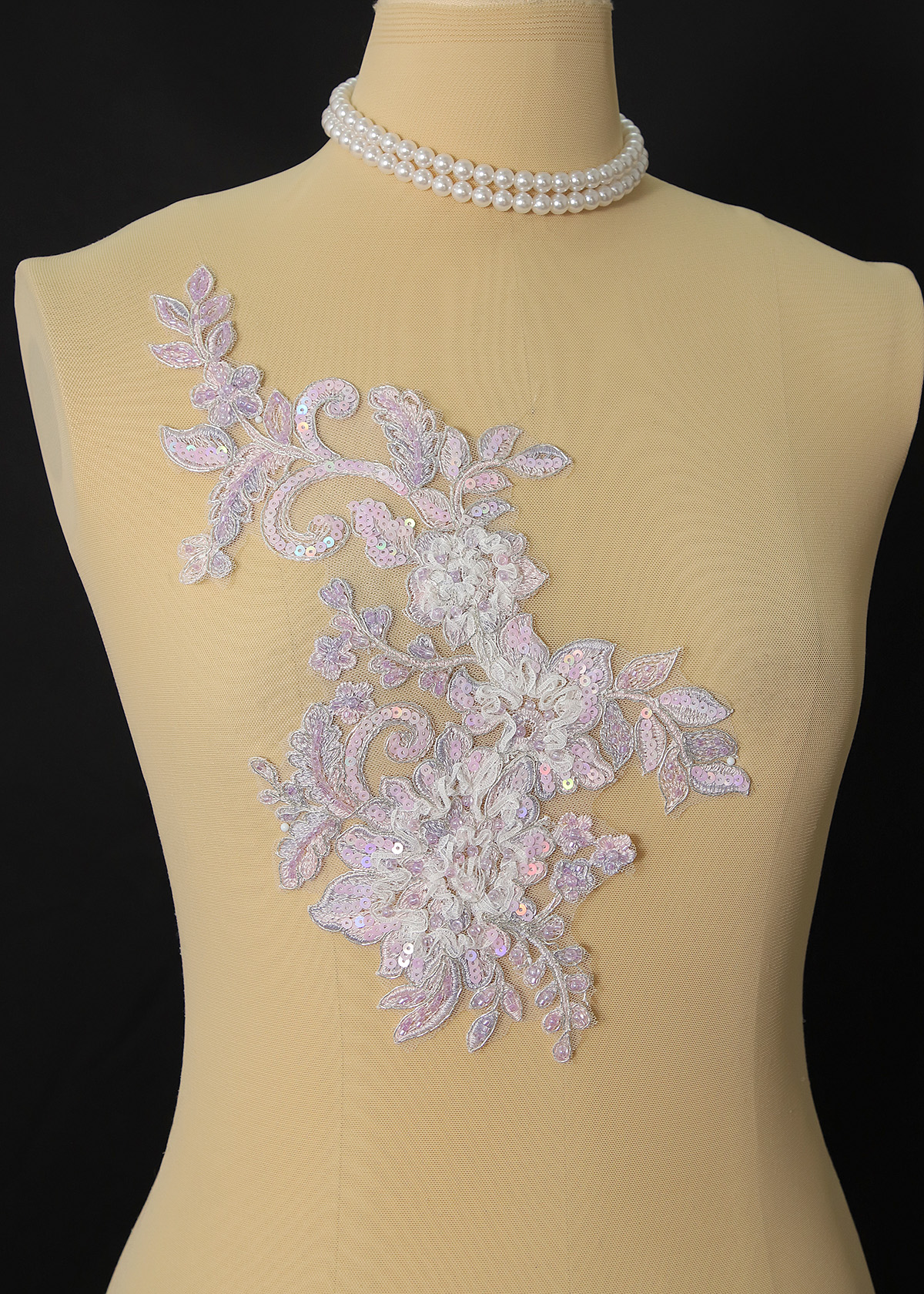 Yanzi beaded sequin embroidery applique floral (YZOH217)