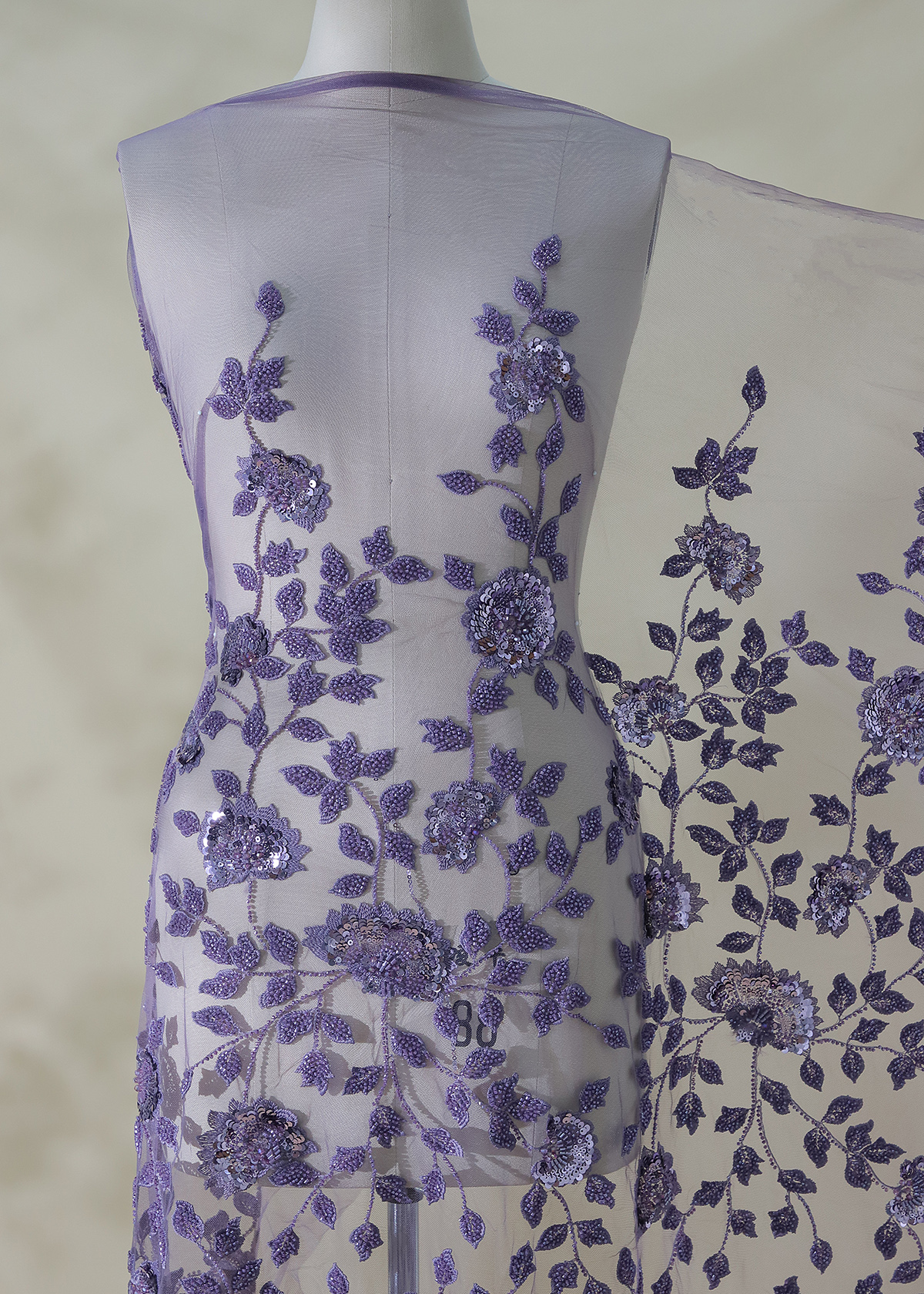 Yanzi colorful beaded lace dress fabric (YZZX335-1）