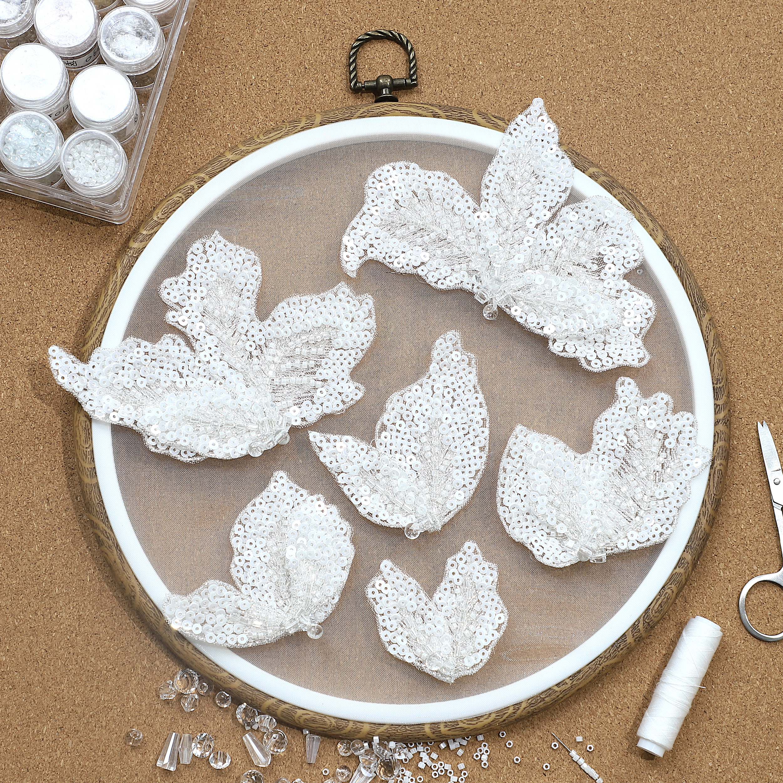 Yanzi Handmade 3d Flower Sequin Beads Applique(YZDH030)