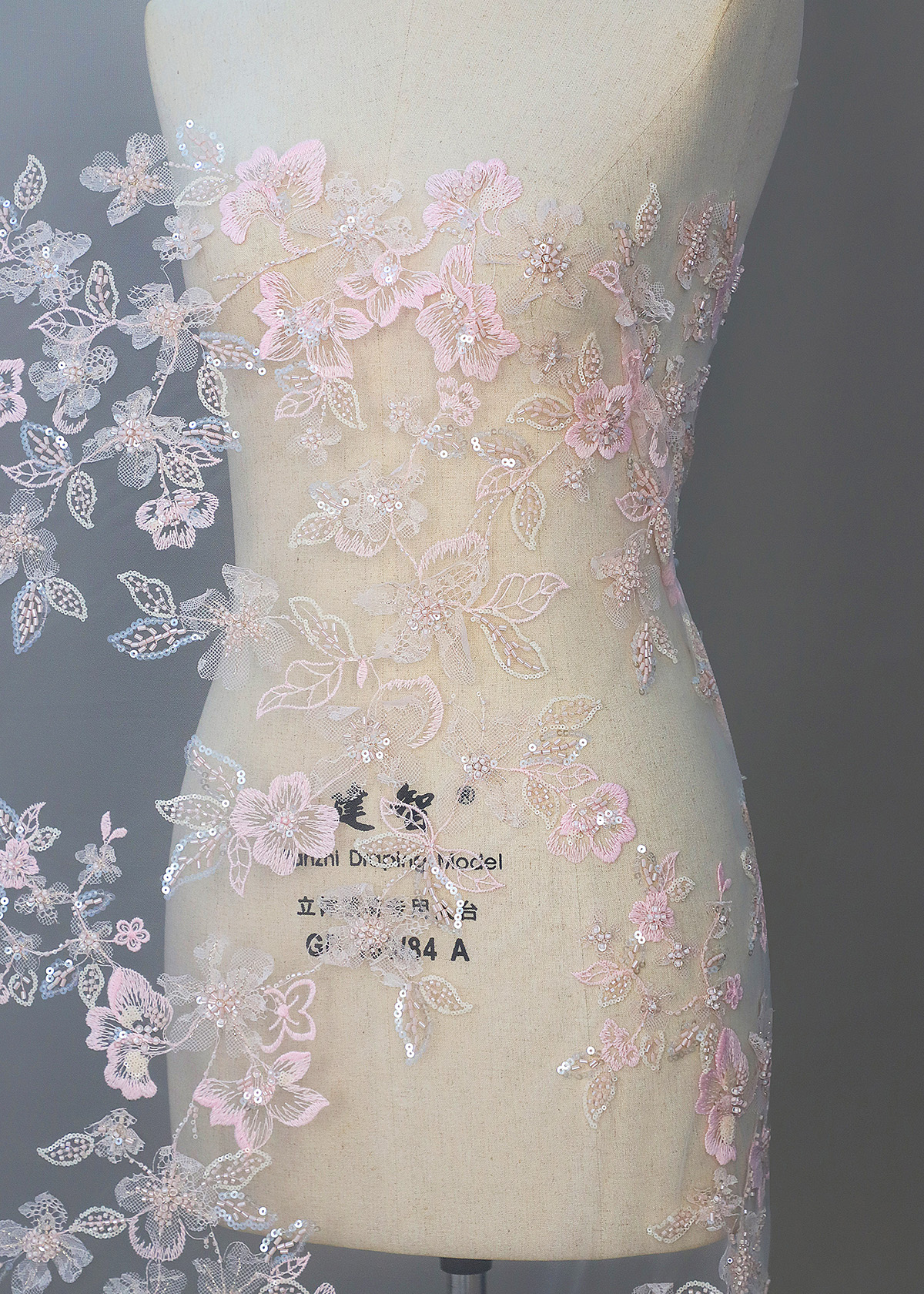 Yanzi colorful beaded lace dress fabric (YZZX606）