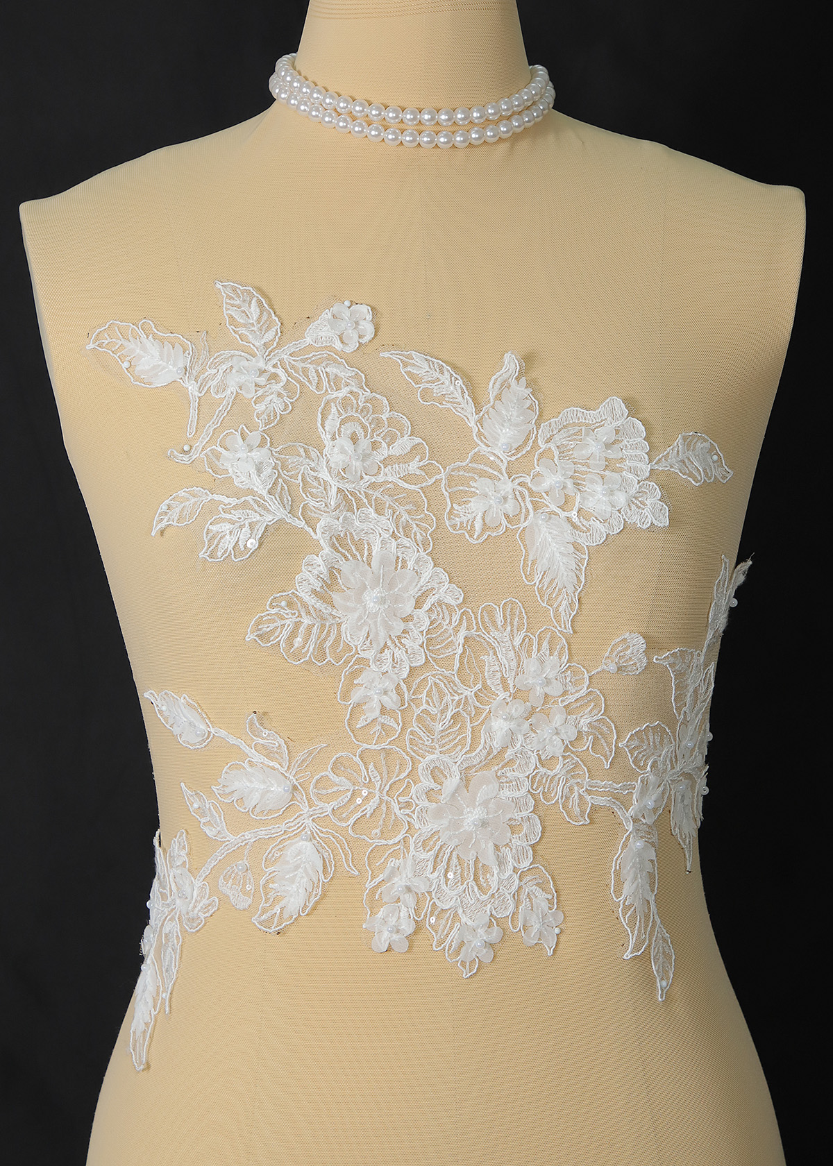 Yanzi embroidery applique floral Laser beaded sequin lace (YZOH160)