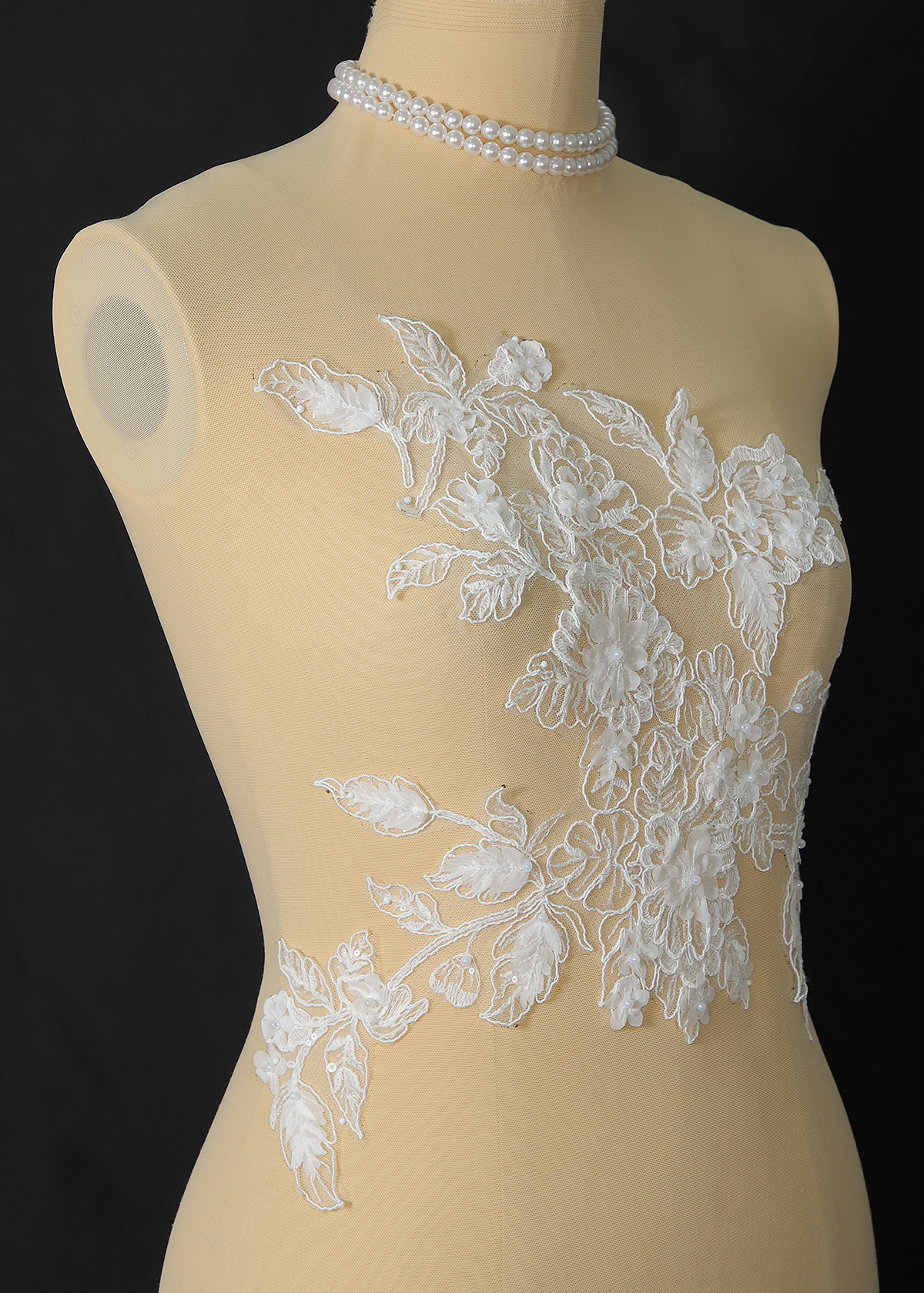 Yanzi embroidery applique floral Laser beaded sequin lace (YZOH160)