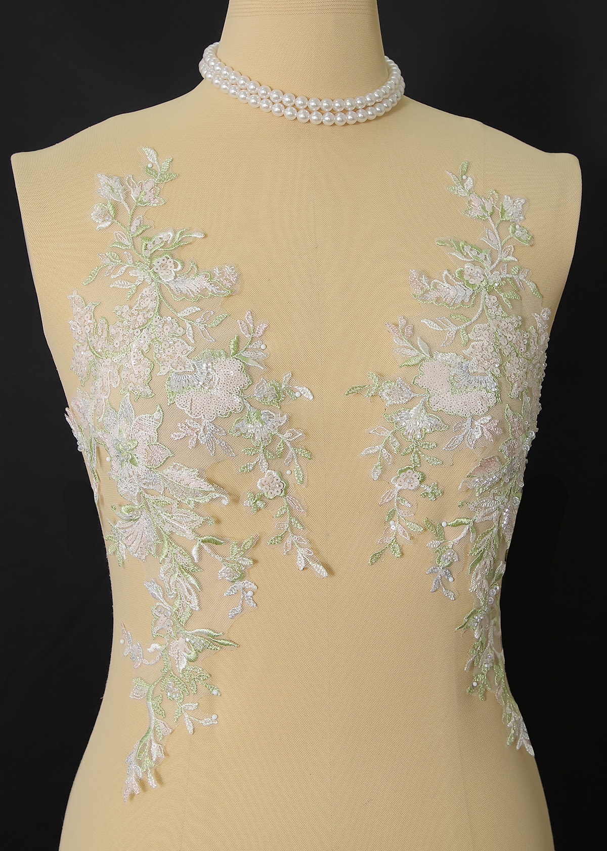 Yanzi beaded sequin embroidery applique floral (YZOH163)