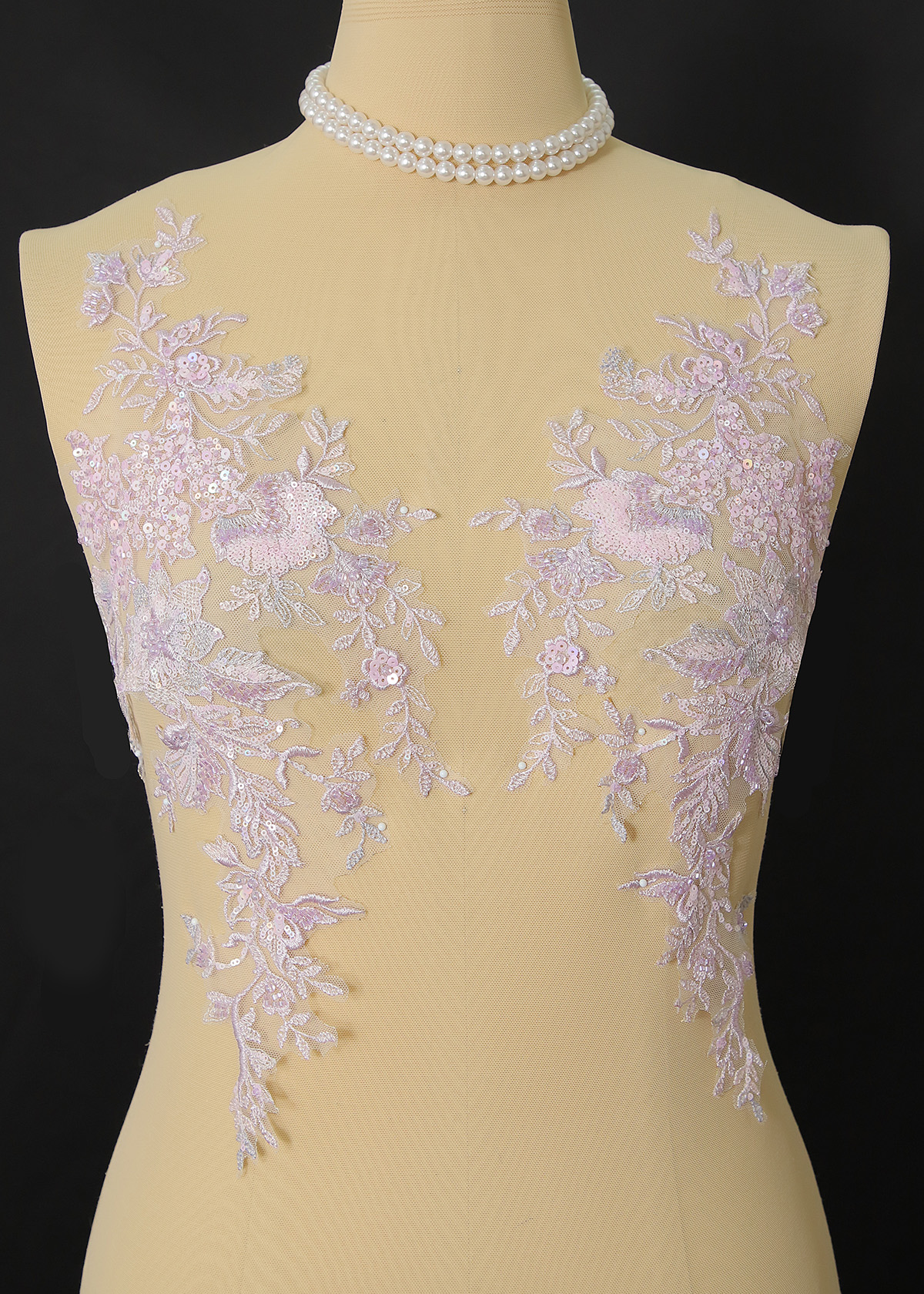Yanzi beaded sequin embroidery applique floral (YZOH163)