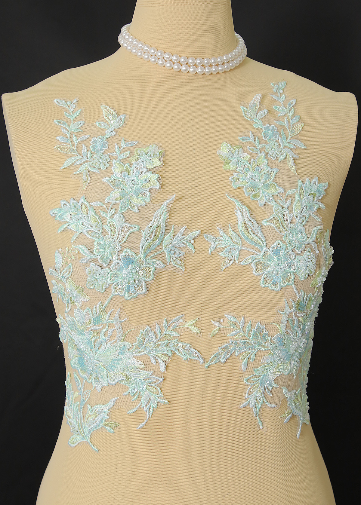Yanzi beaded sequin embroidery applique floral (YZOH201)