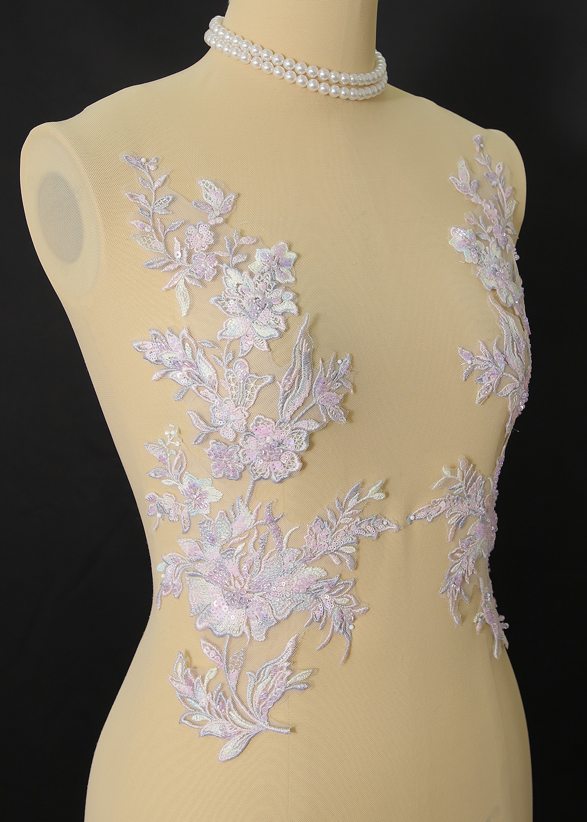 Yanzi beaded sequin embroidery applique floral (YZOH201)