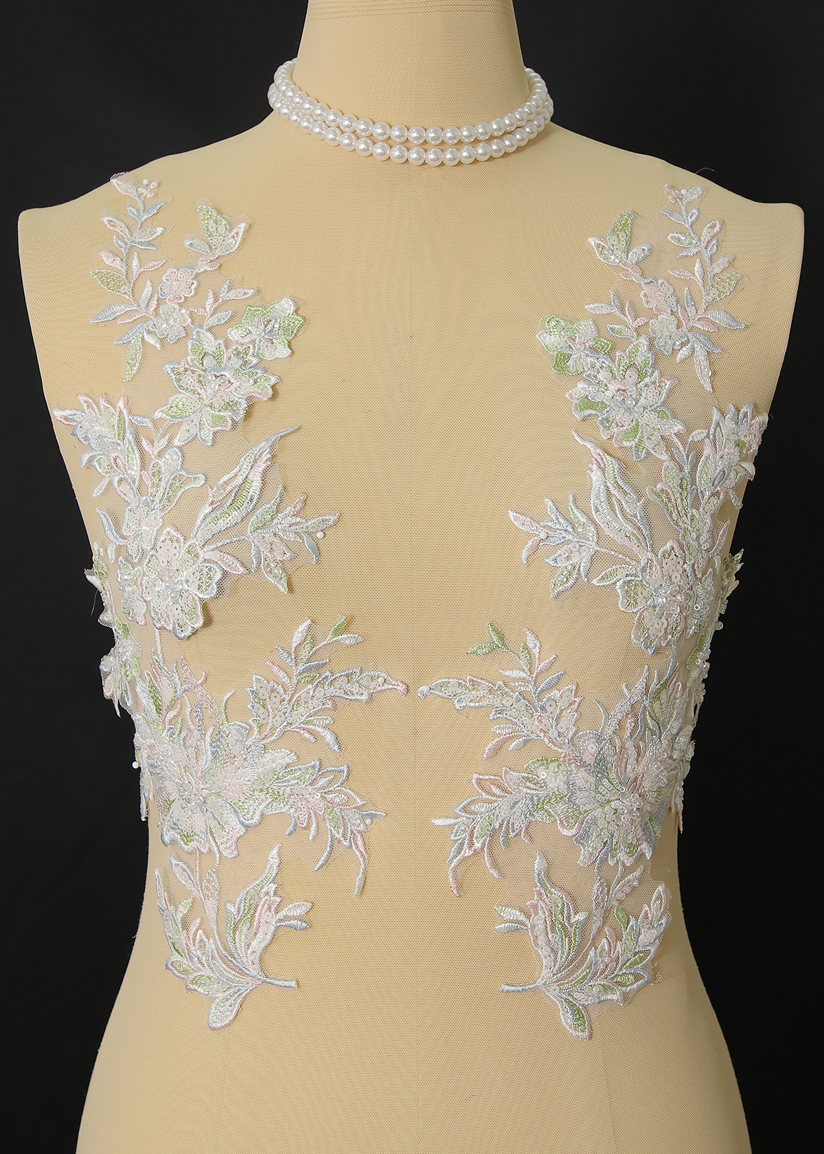 Yanzi beaded sequin embroidery applique floral (YZOH201)