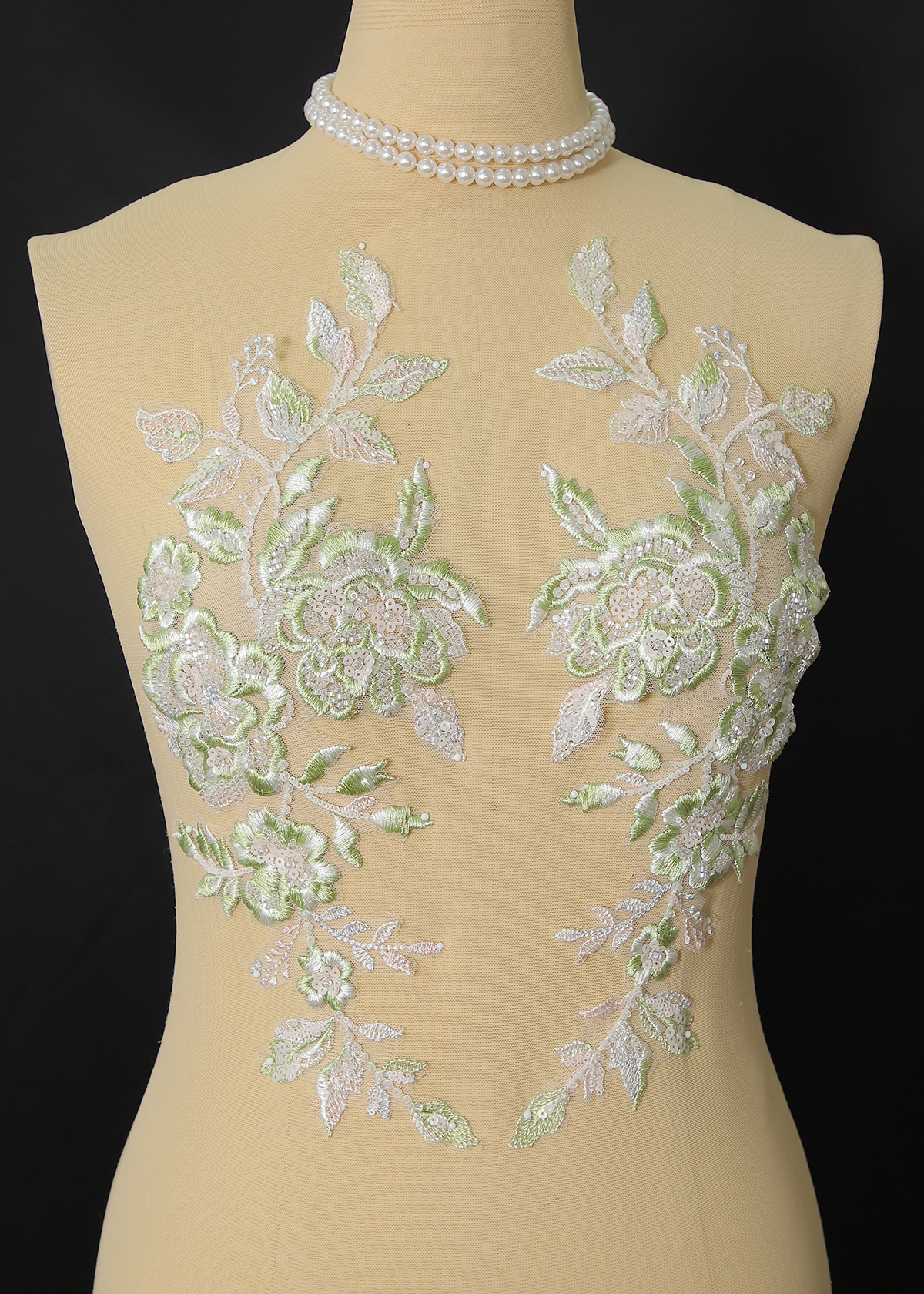 Yanzi beaded sequin embroidery applique floral (YZOH197)