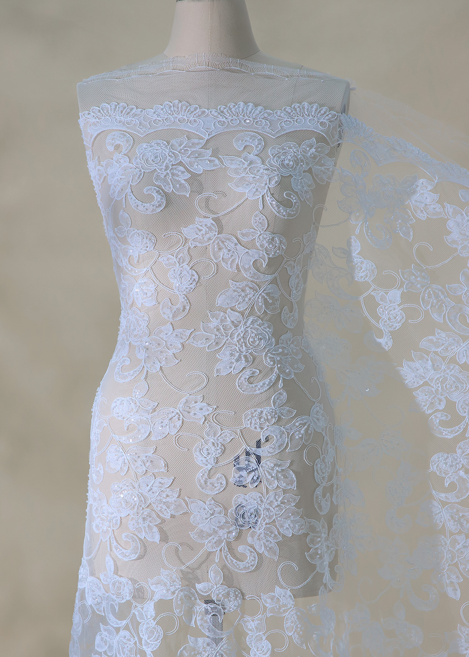 Yanzi corded bead embroidered lace with sequin  (YZC026)