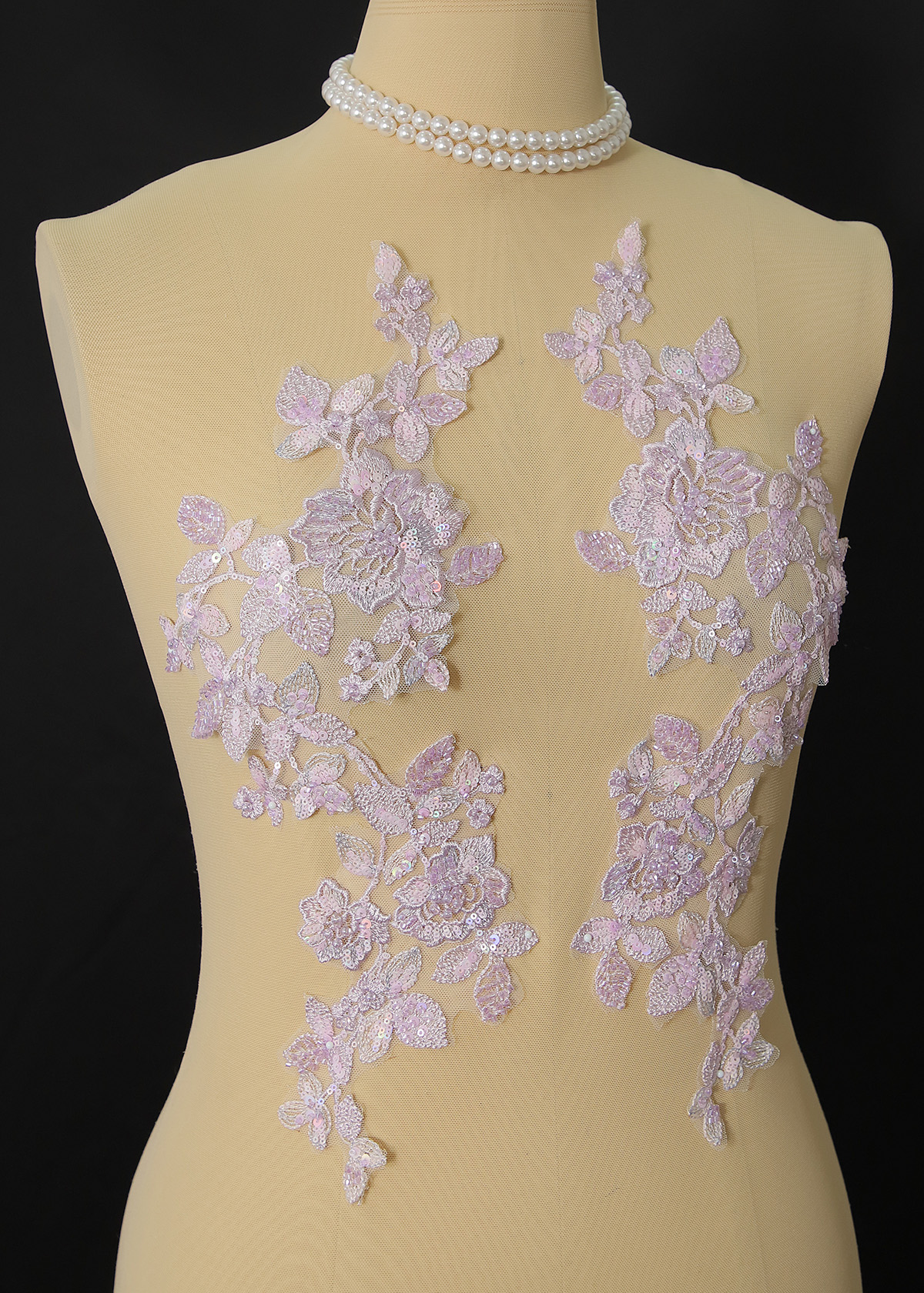 Yanzi beaded sequin embroidery applique floral (YZOH190)