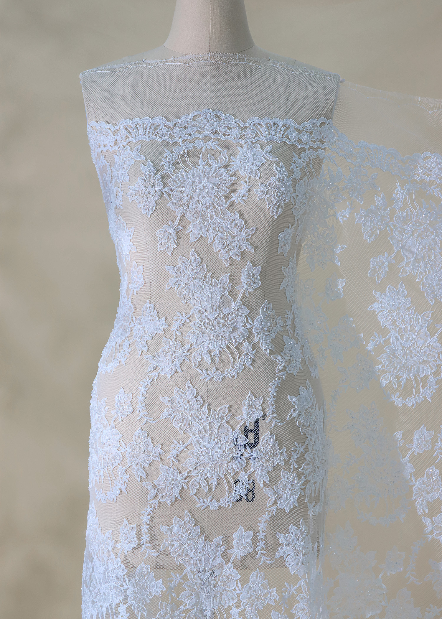 Yanzi corded bead embroidered lace with sequin  (YZC027)