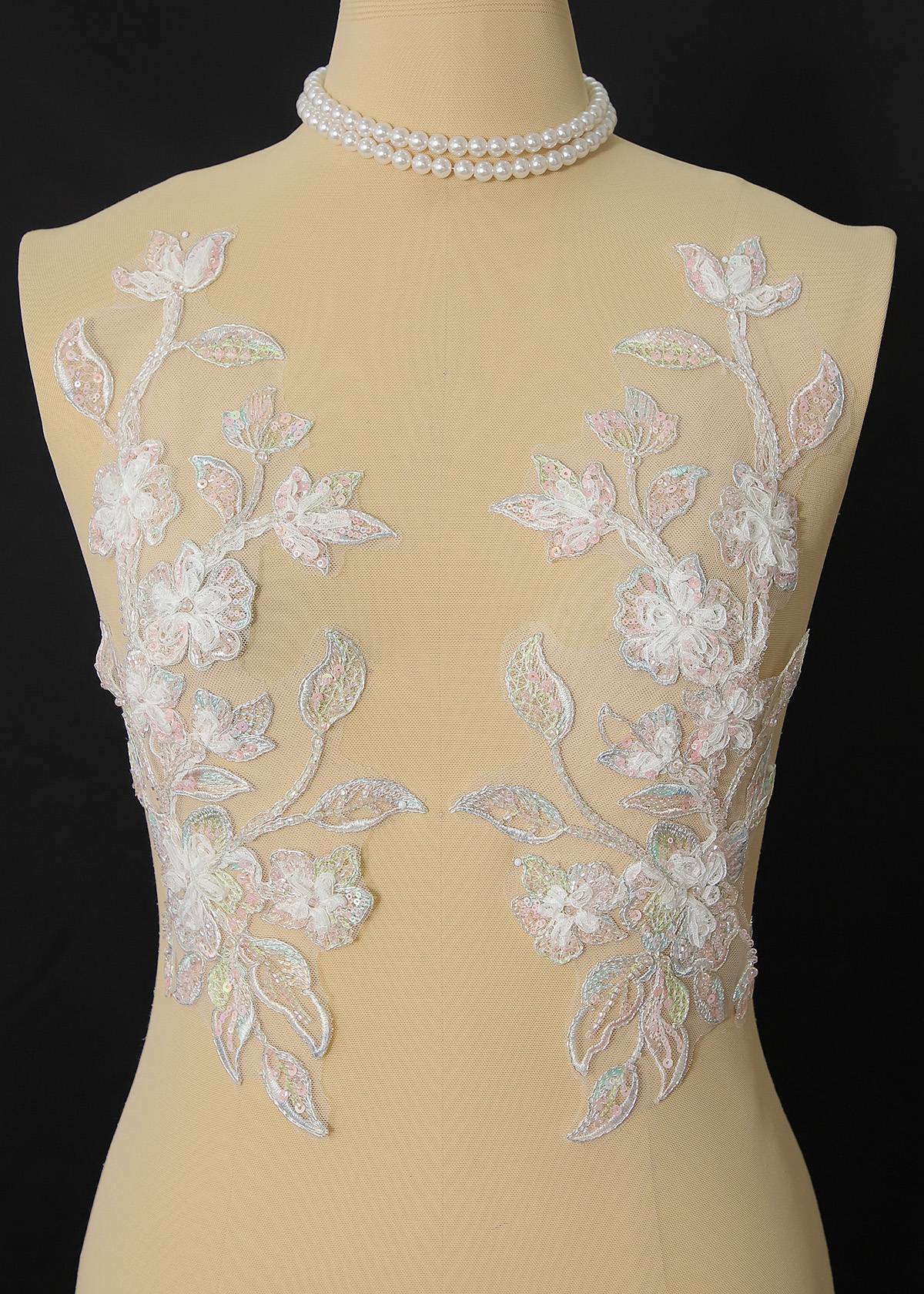 Yanzi beaded sequin embroidery applique floral (YZOH232)