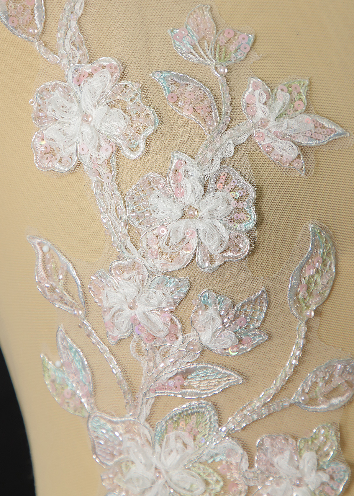 Yanzi beaded sequin embroidery applique floral (YZOH232)