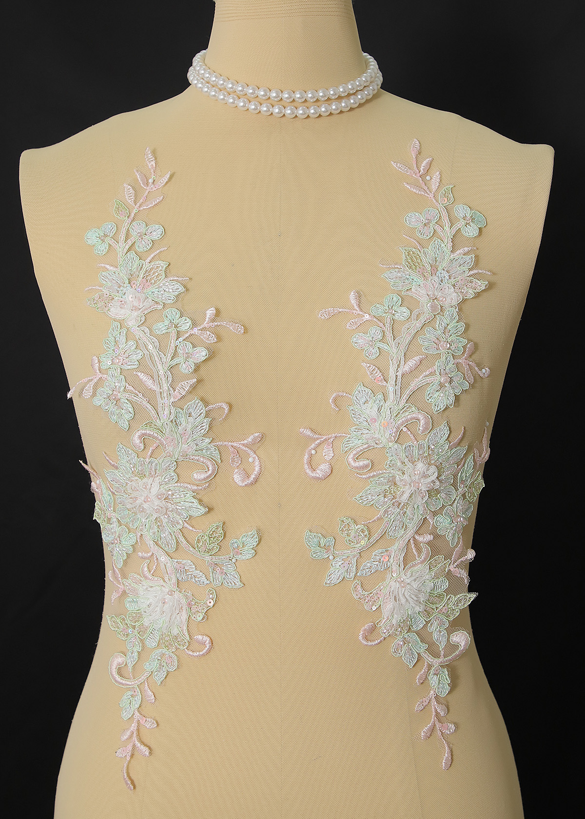 Yanzi beaded sequin embroidery applique floral (YZOH231)