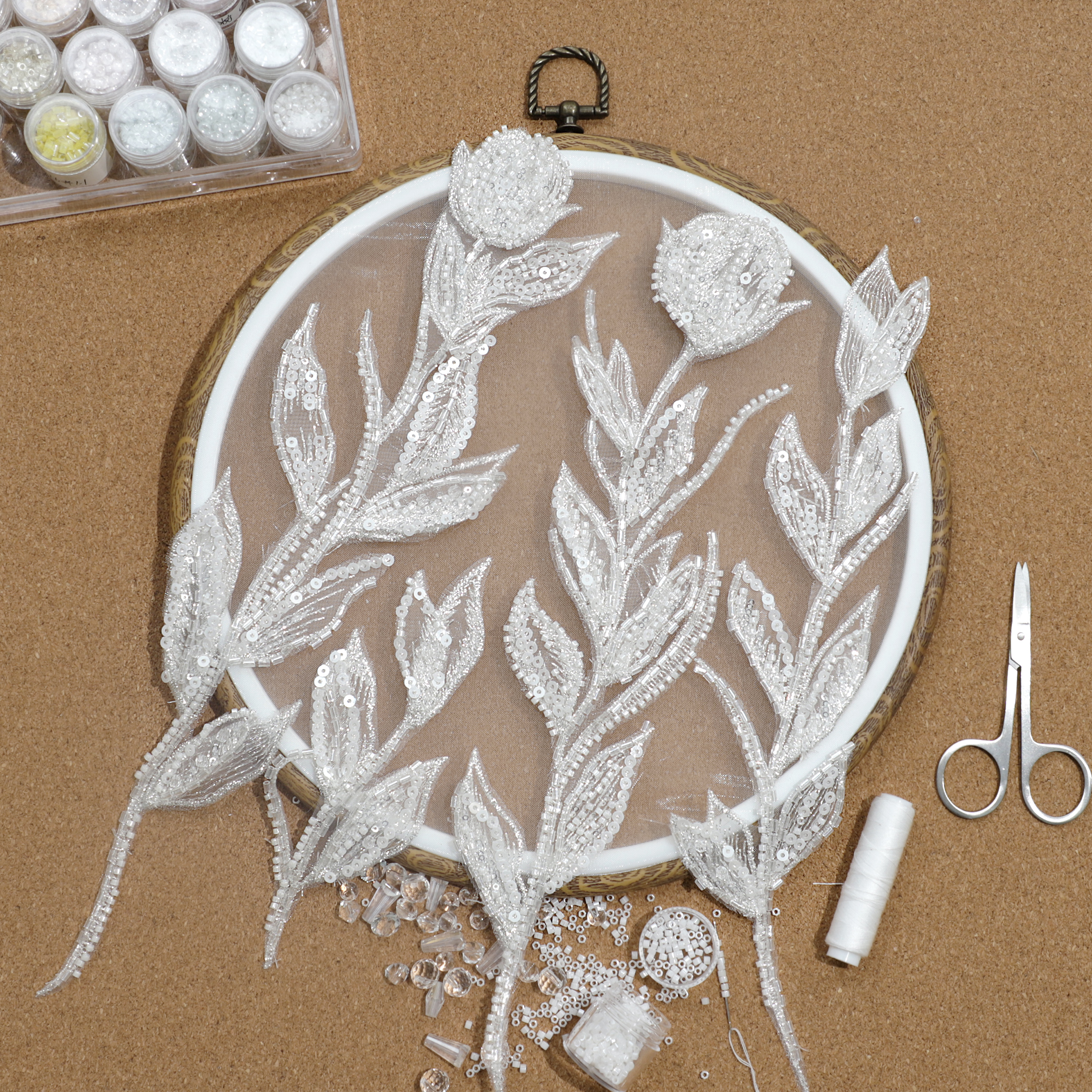 Yanzi Handmade 3d Flower Sequin Beads Applique(YZDH034)