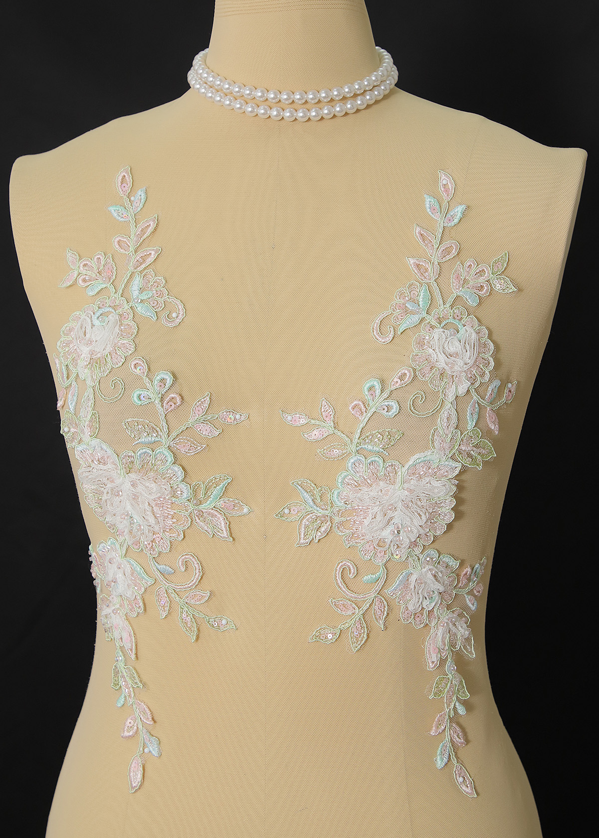 Yanzi beaded sequin embroidery applique floral (YZOH233)