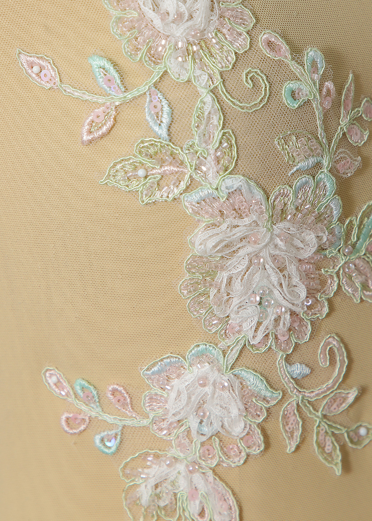 Yanzi beaded sequin embroidery applique floral (YZOH233)