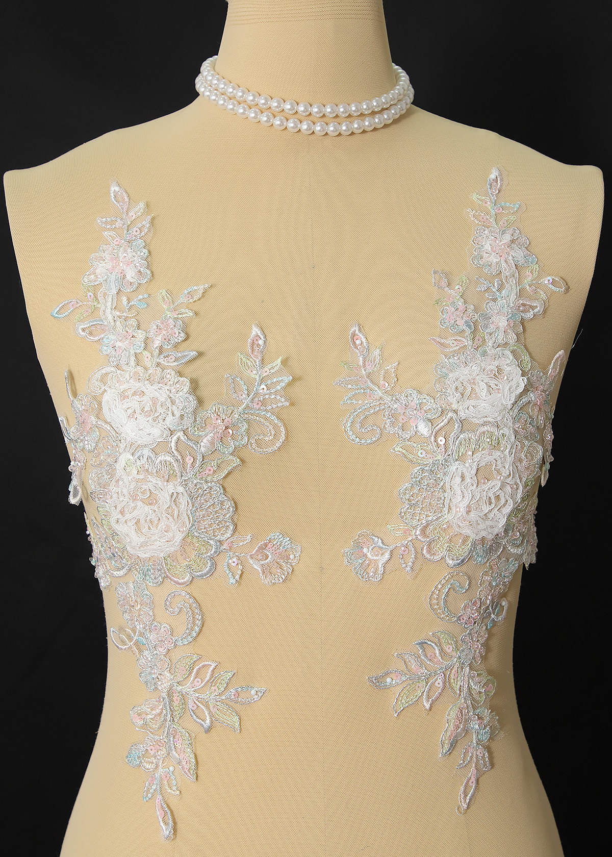 Yanzi beaded sequin embroidery applique floral (YZOH230)