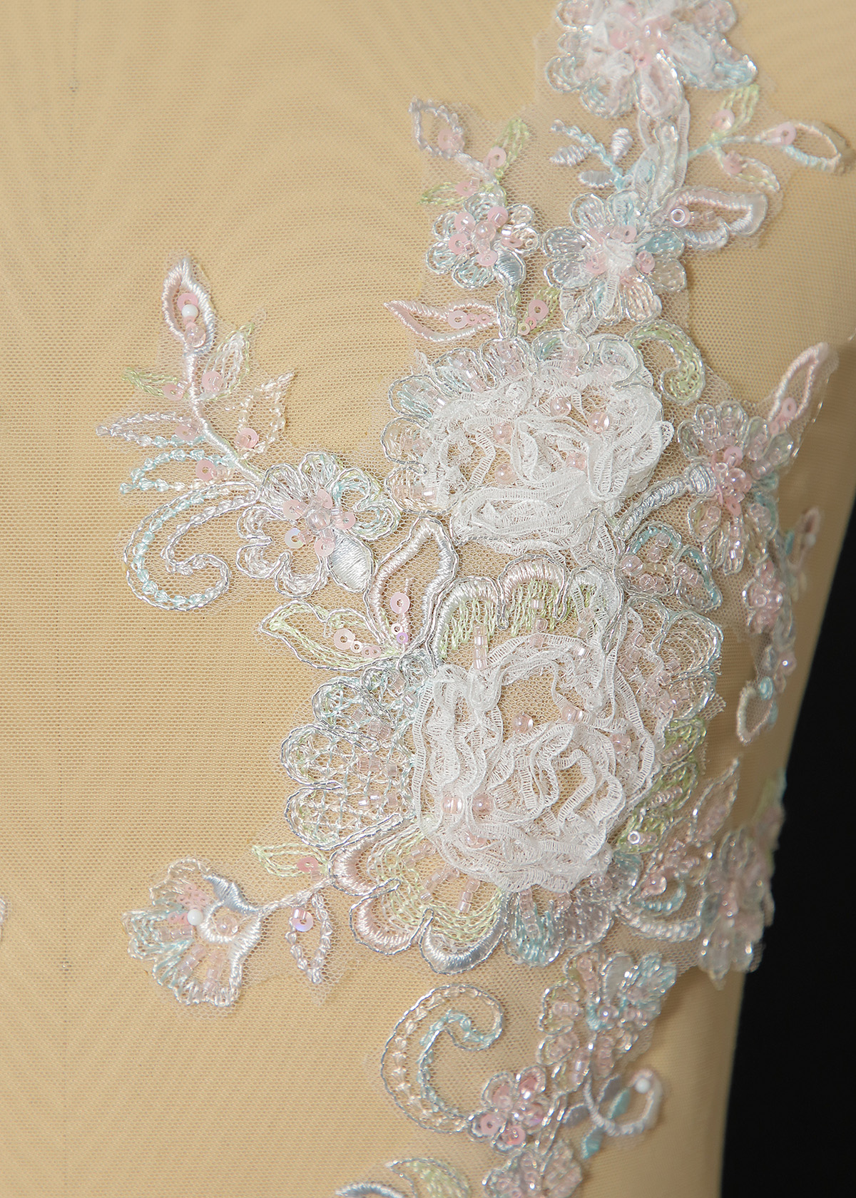 Yanzi beaded sequin embroidery applique floral (YZOH230)