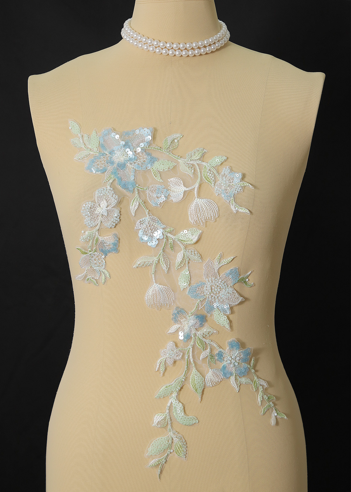 Yanzi beaded sequin embroidery applique floral (YZOH182)