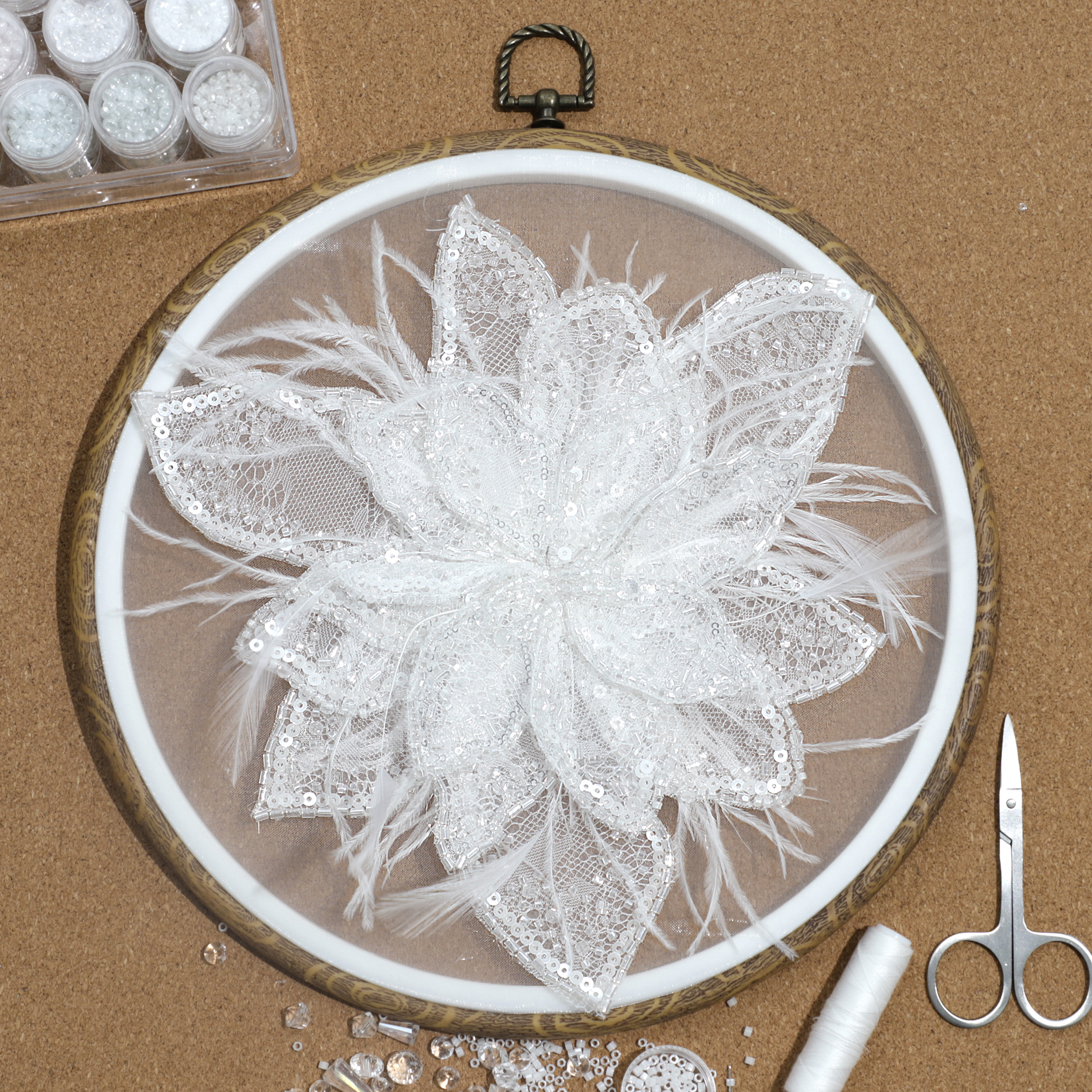 Yanzi Handmade 3d Flower Sequin Beads Applique(YZDH043)