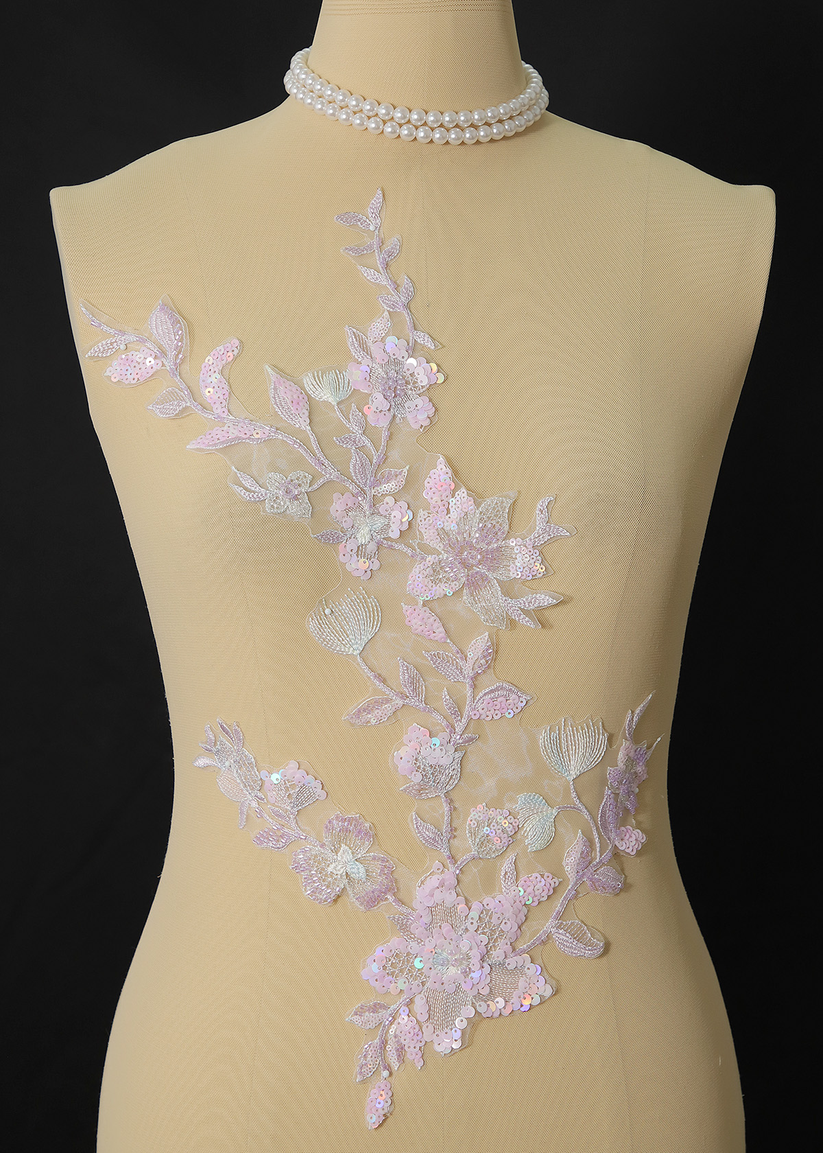 Yanzi beaded sequin embroidery applique floral (YZOH182)