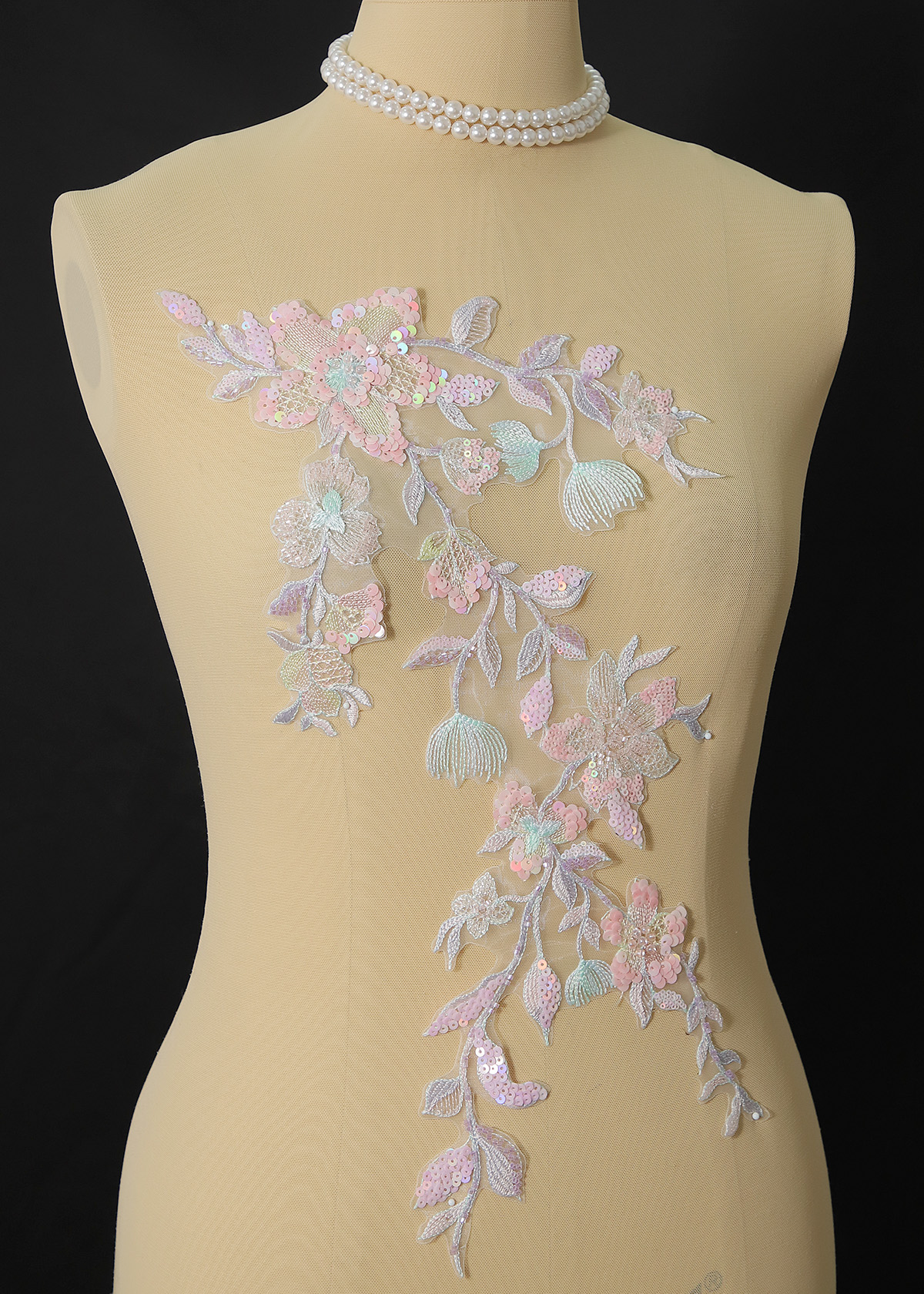 Yanzi beaded sequin embroidery applique floral (YZOH182)