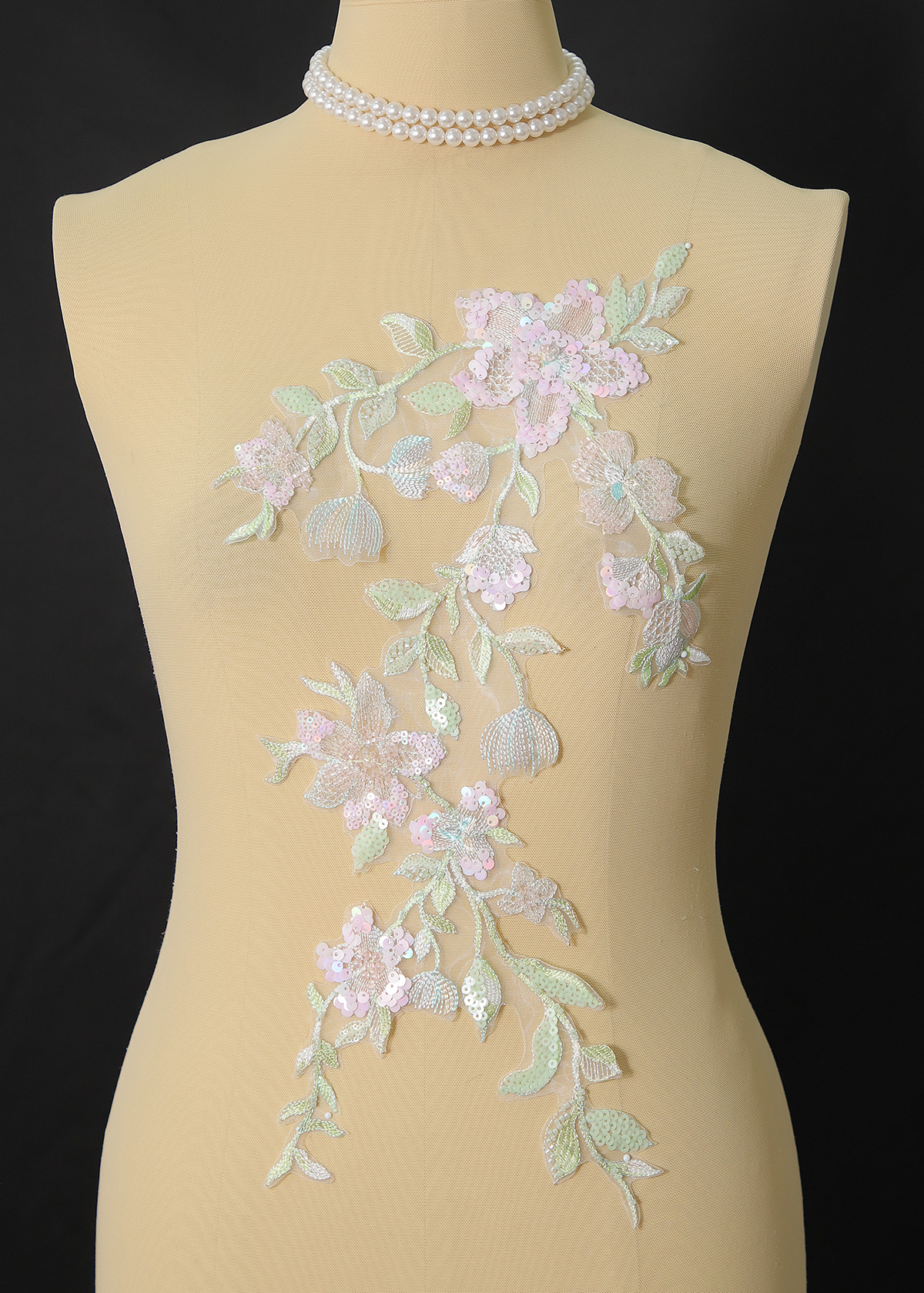 Yanzi beaded sequin embroidery applique floral (YZOH182)