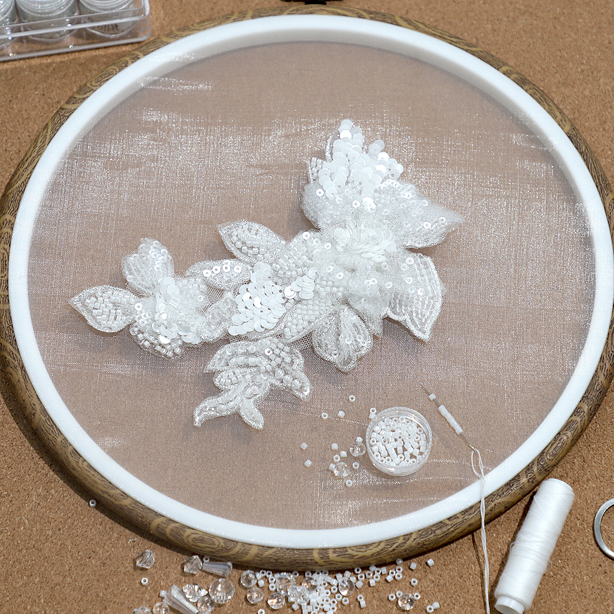 Yanzi Handmade 3d Flower Sequin Beads Applique(YZLQ012)