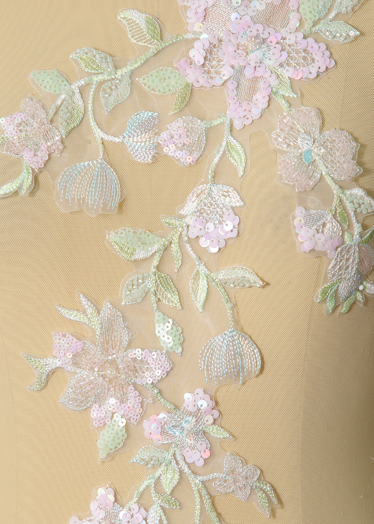 Yanzi beaded sequin embroidery applique floral (YZOH182)