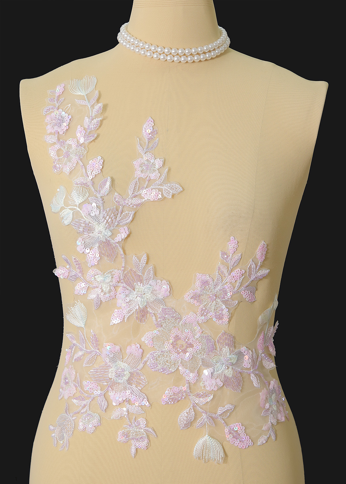 Yanzi beaded sequin embroidery applique floral (YZOH181)