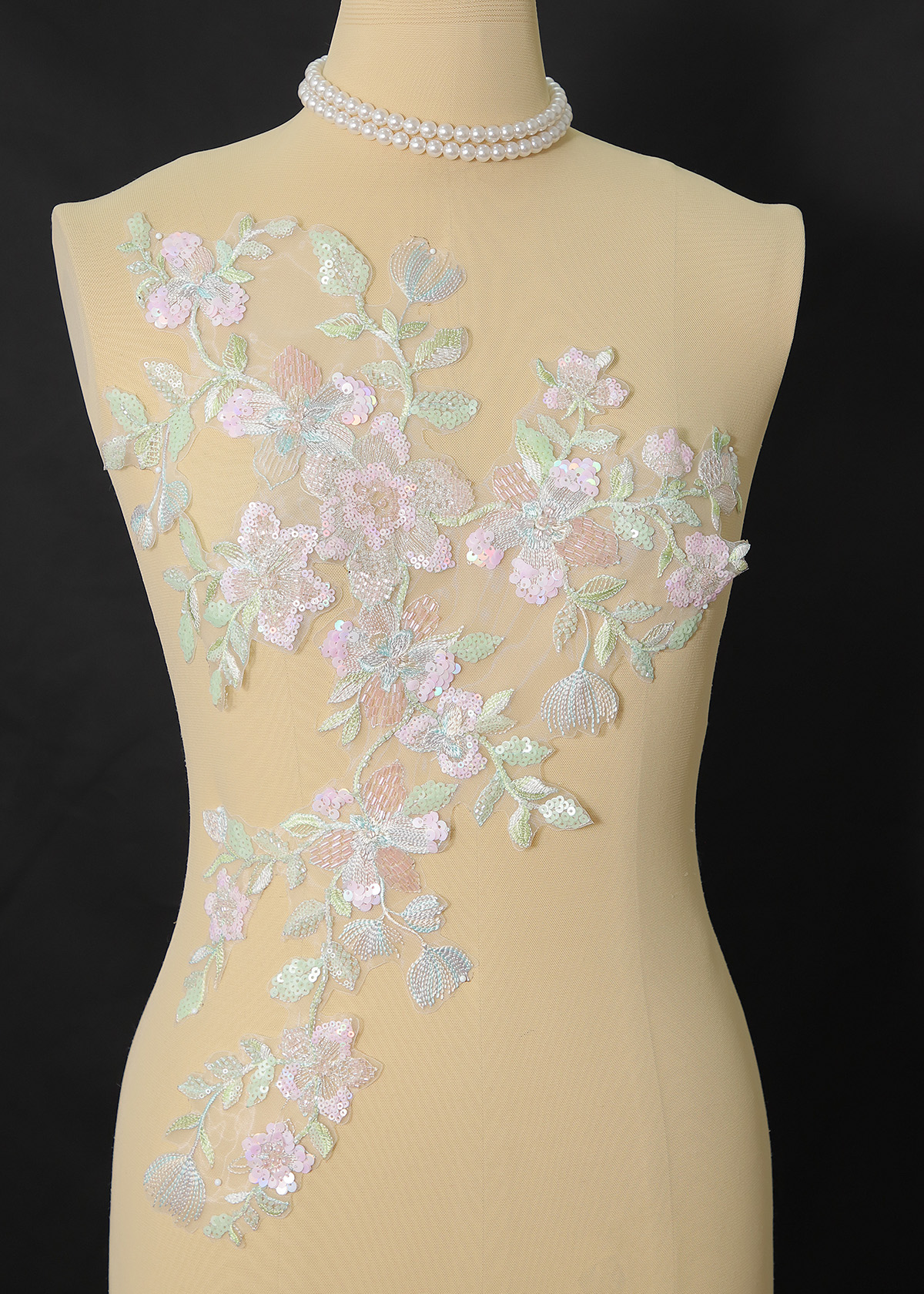Yanzi beaded sequin embroidery applique floral (YZOH181)