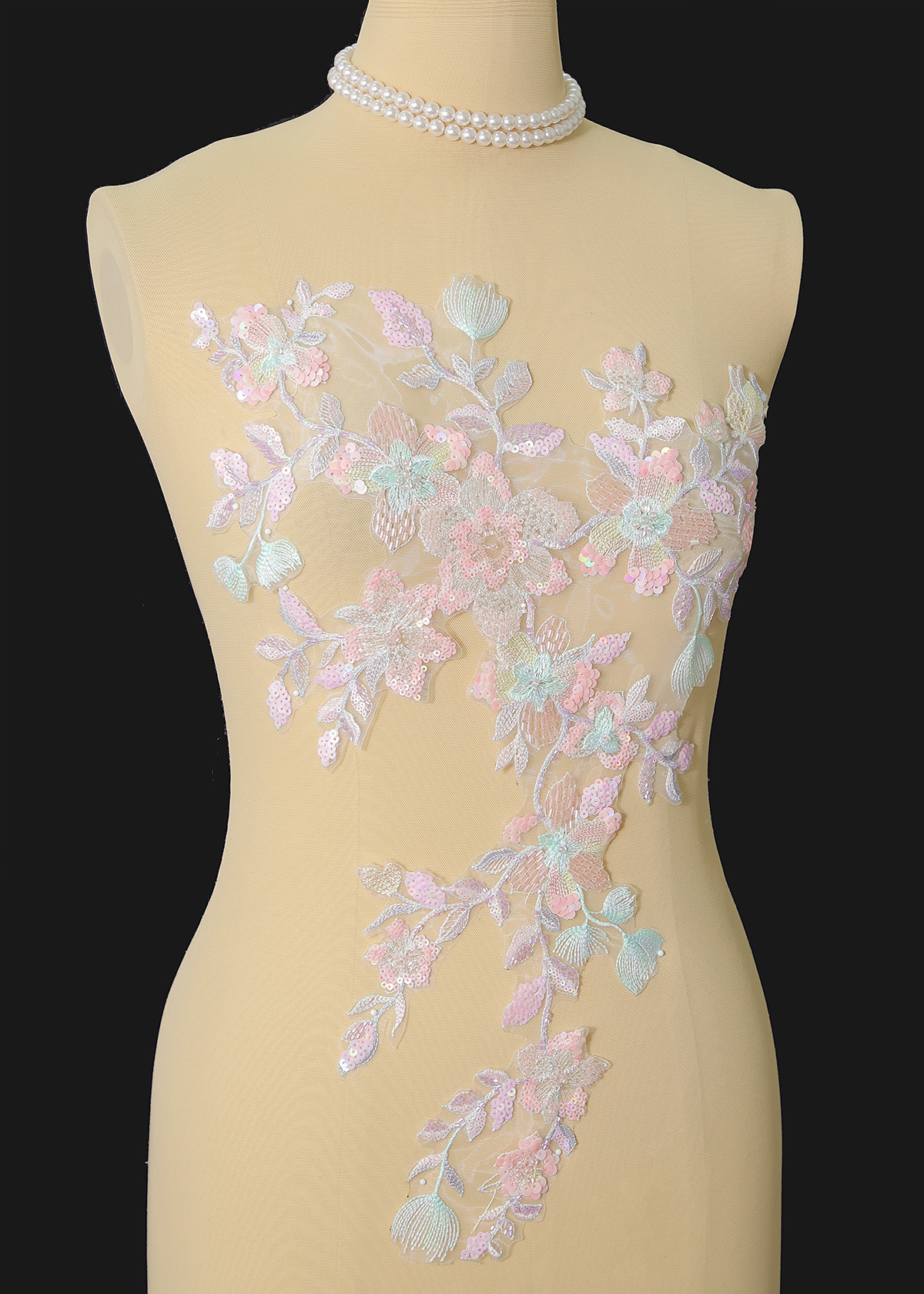 Yanzi beaded sequin embroidery applique floral (YZOH181)