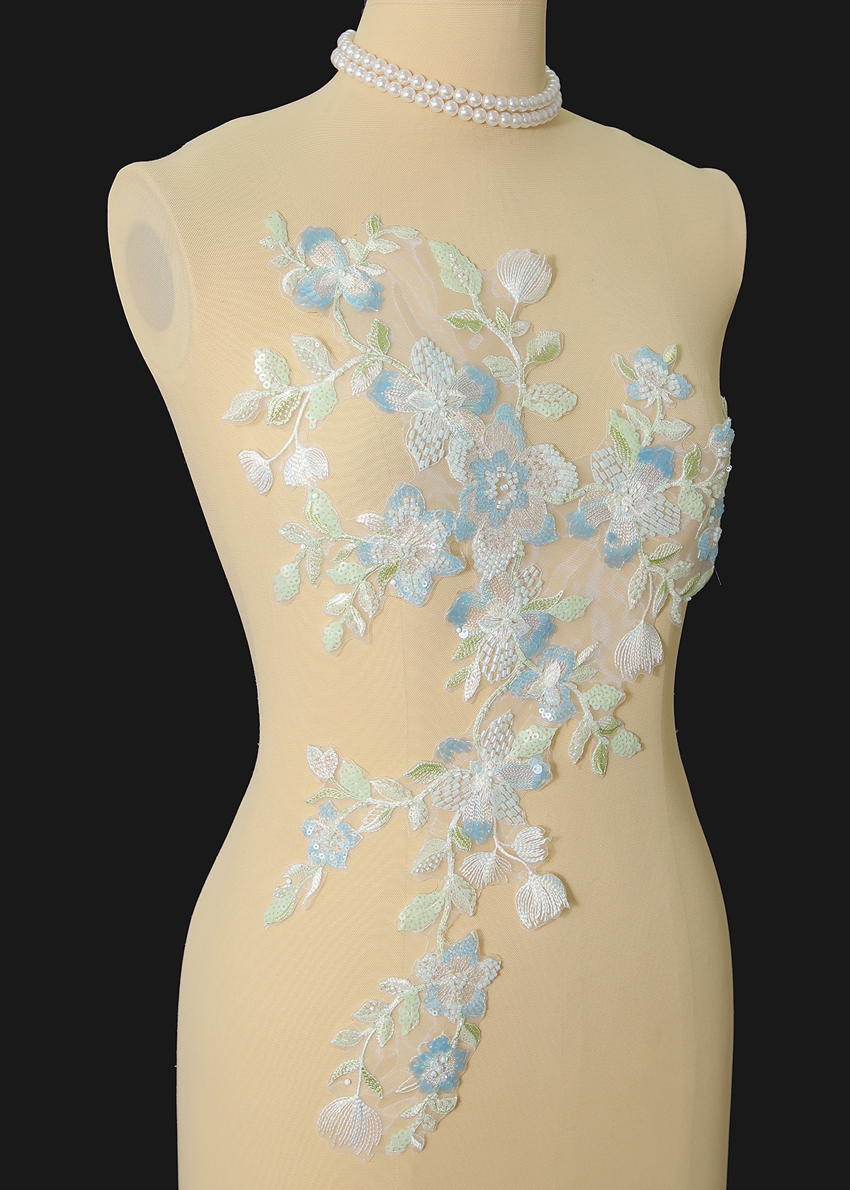 Yanzi beaded sequin embroidery applique floral (YZOH181)