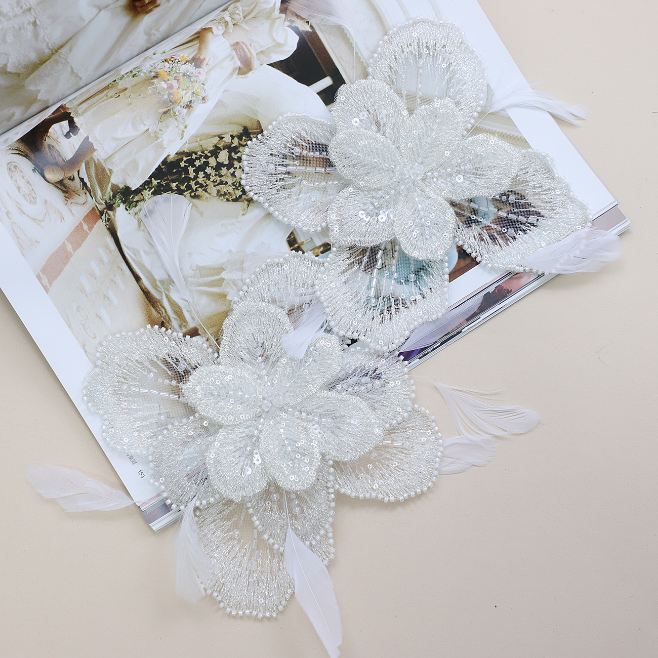 Yanzi Handmade 3d Flower Sequin Beads Applique(YZDH031)