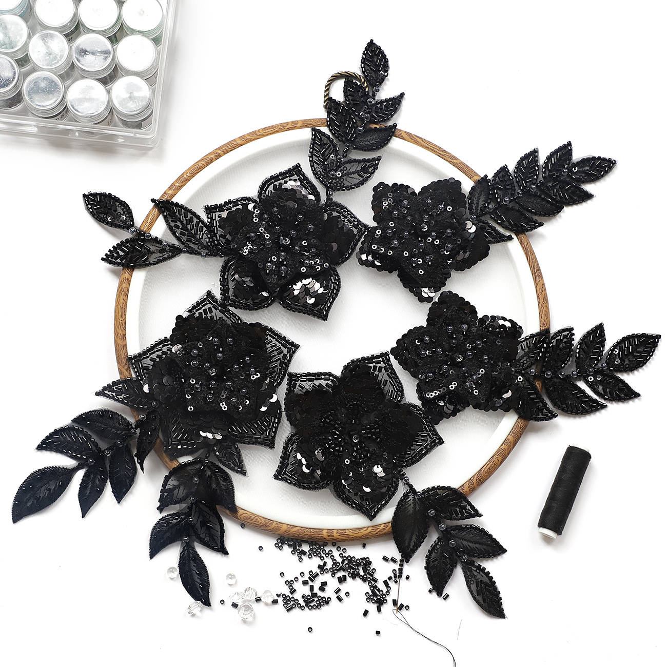 Yanzi Handmade 3d Flower Sequin Beads Applique(YZDH036)
