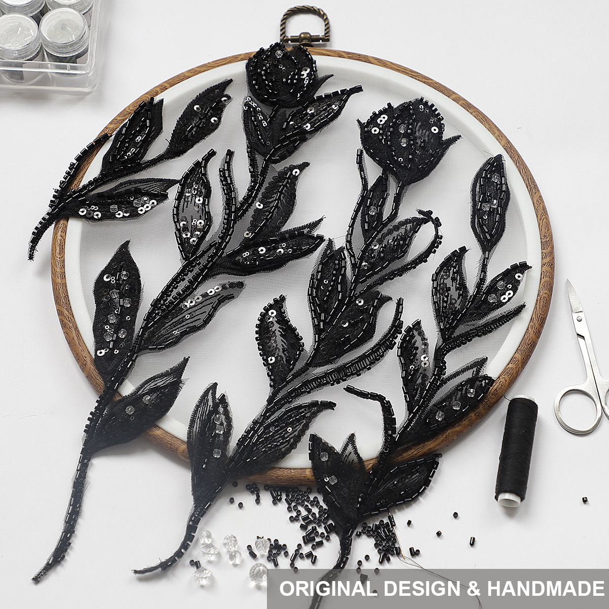 Yanzi Handmade 3d Flower Sequin Beads Applique(YZDH034)