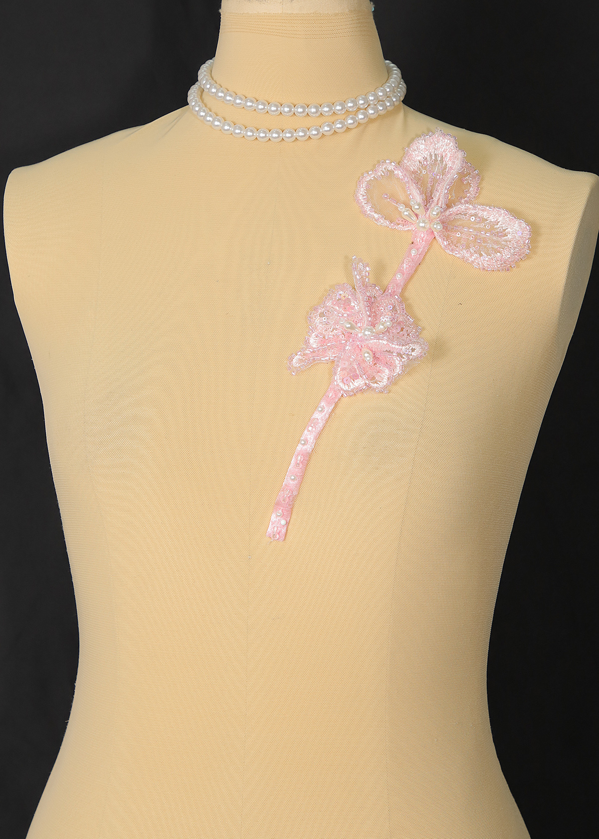 Yanzi Handmade 3d Flower Sequin Beads Applique(YZX218)