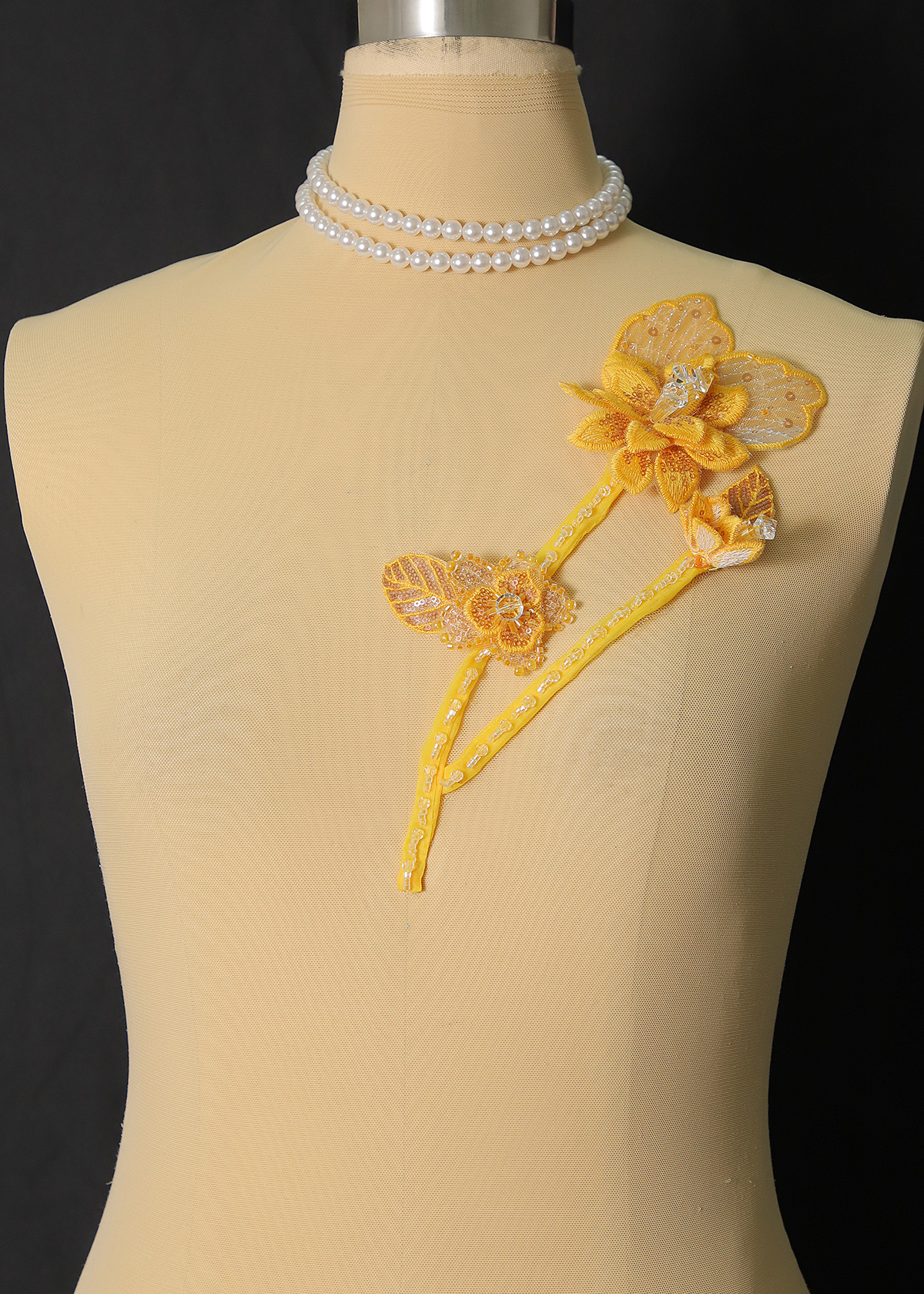 Yanzi Handmade 3d Flower Sequin Beads Applique(YZX223)
