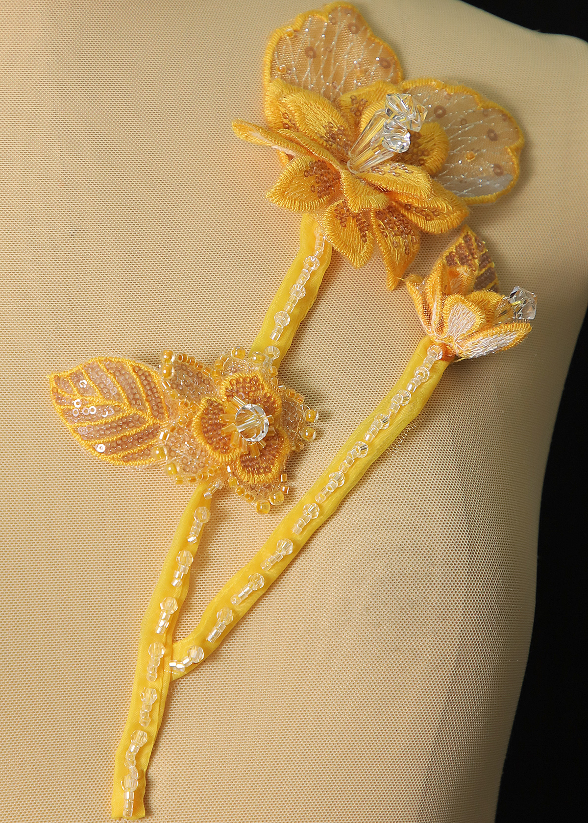 Yanzi Handmade 3d Flower Sequin Beads Applique(YZX223)