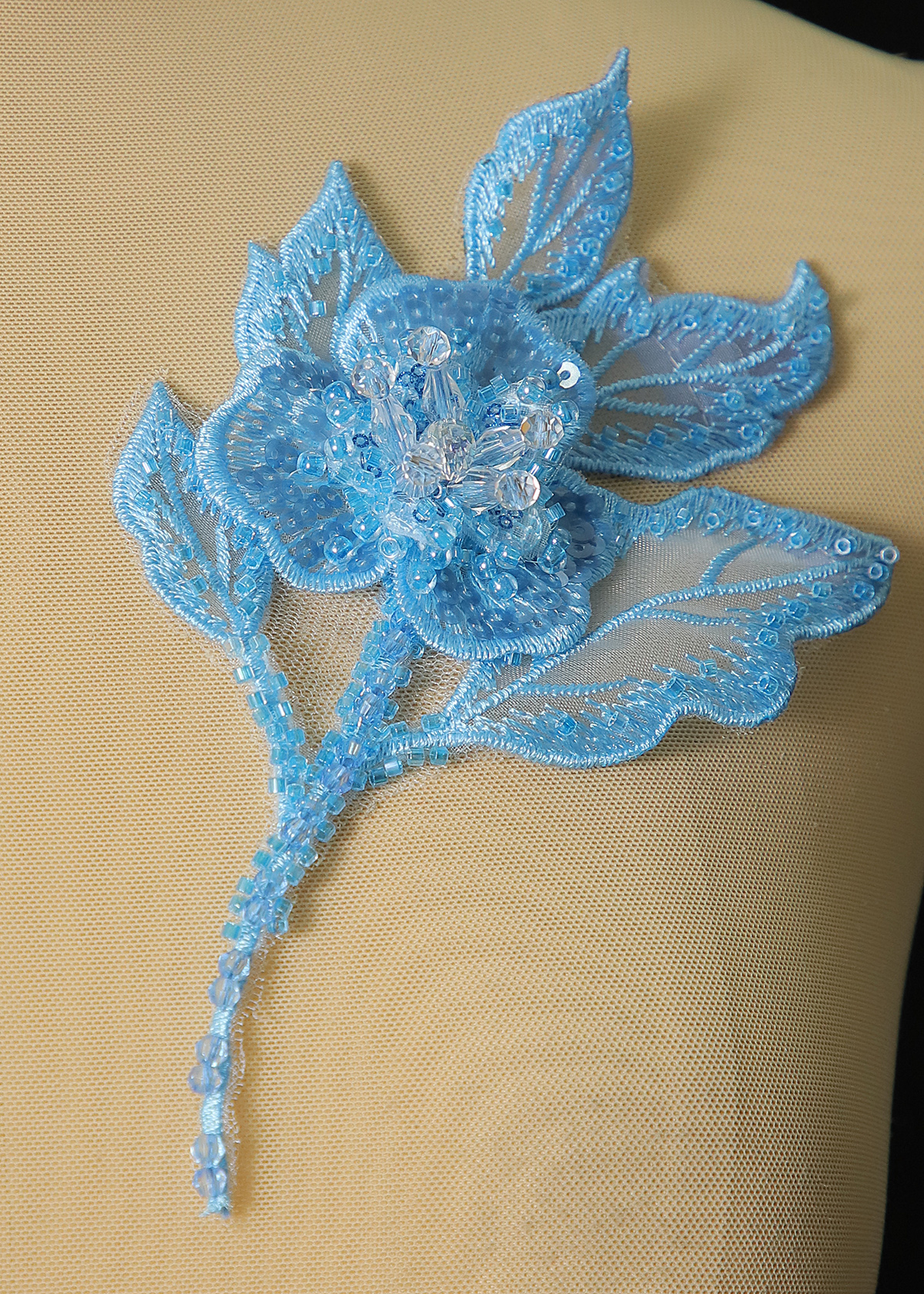 Yanzi Handmade 3d Flower Sequin Beads Applique(YZX220)
