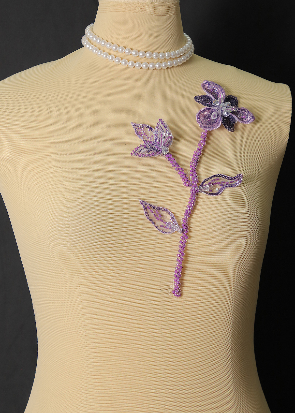 Yanzi Handmade 3d Flower Sequin Beads Applique(YZX224)