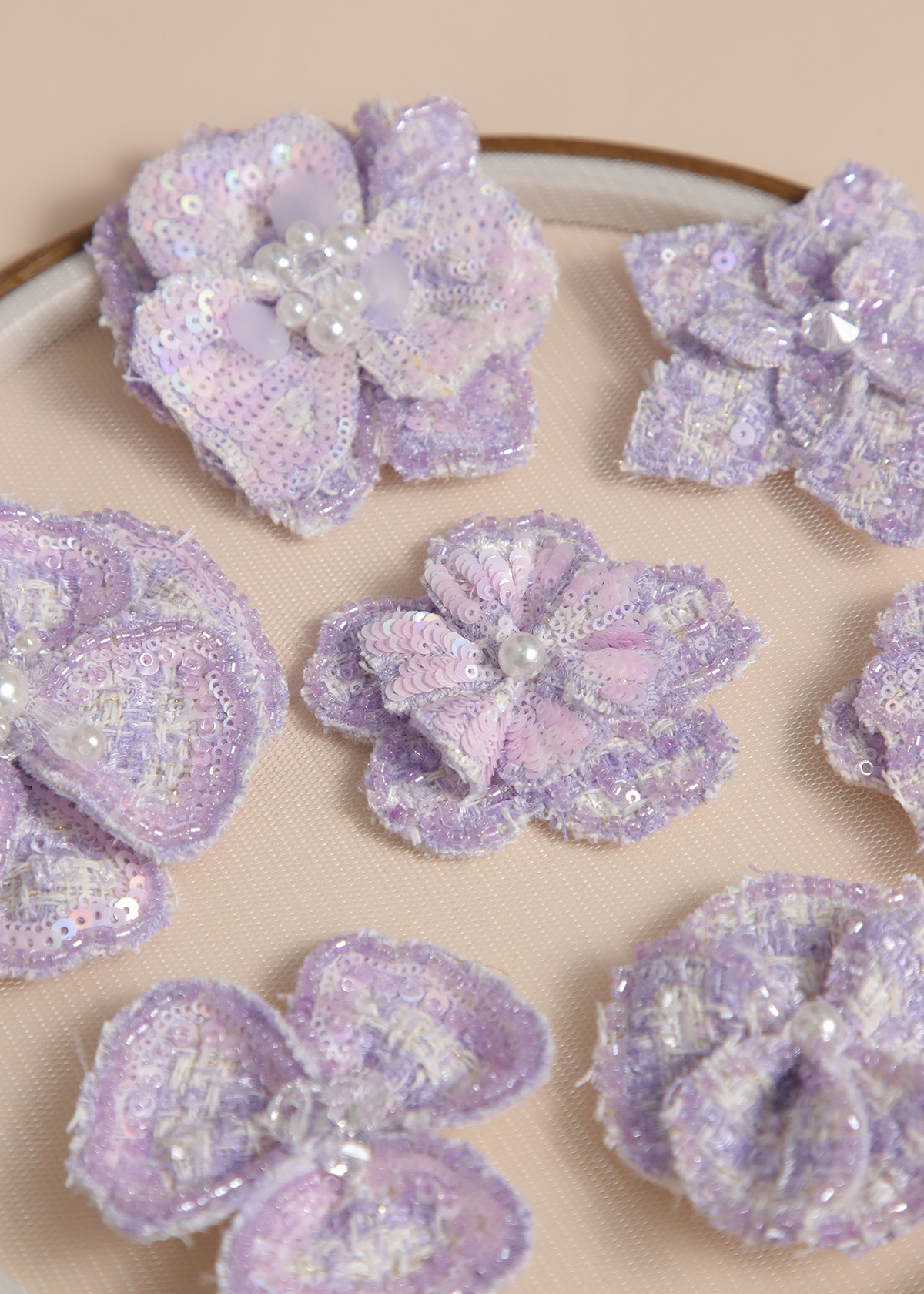 Yanzi Handmade 3d Flower Sequin Beads Applique