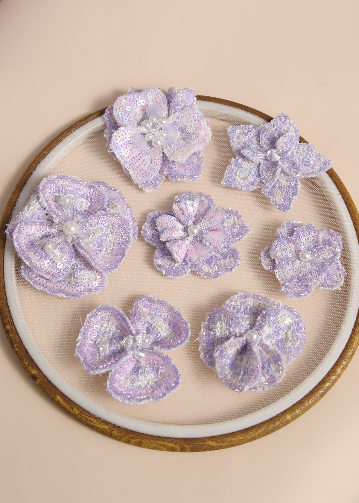 Yanzi Handmade 3d Flower Sequin Beads Applique