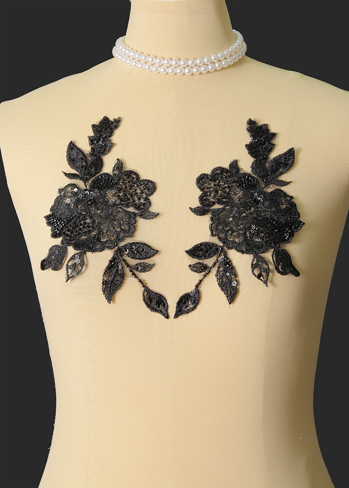Yanzi beaded sequin embroidery applique floral (YZOH209)