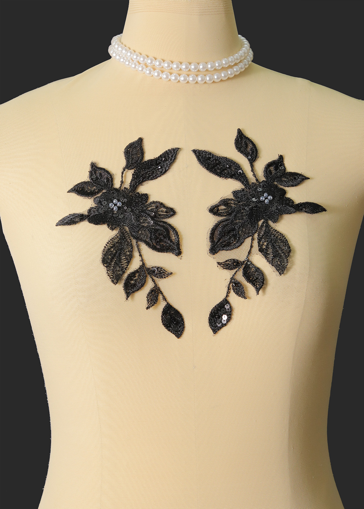 Yanzi beaded sequin embroidery applique floral (YZOH208)