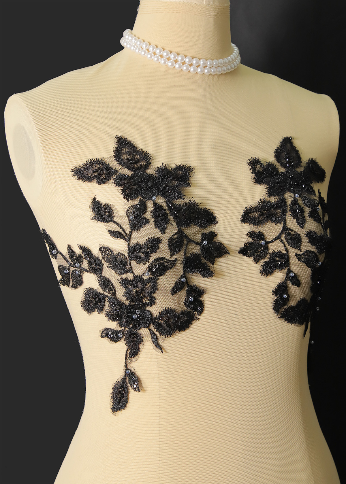 Yanzi beaded sequin embroidery applique floral (YZOH206)