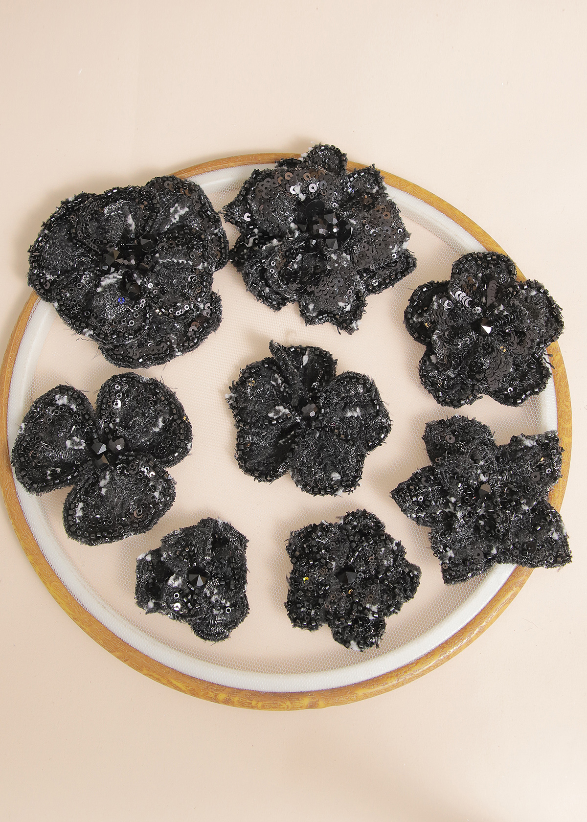 Yanzi Handmade 3d Flower Sequin Beads Applique