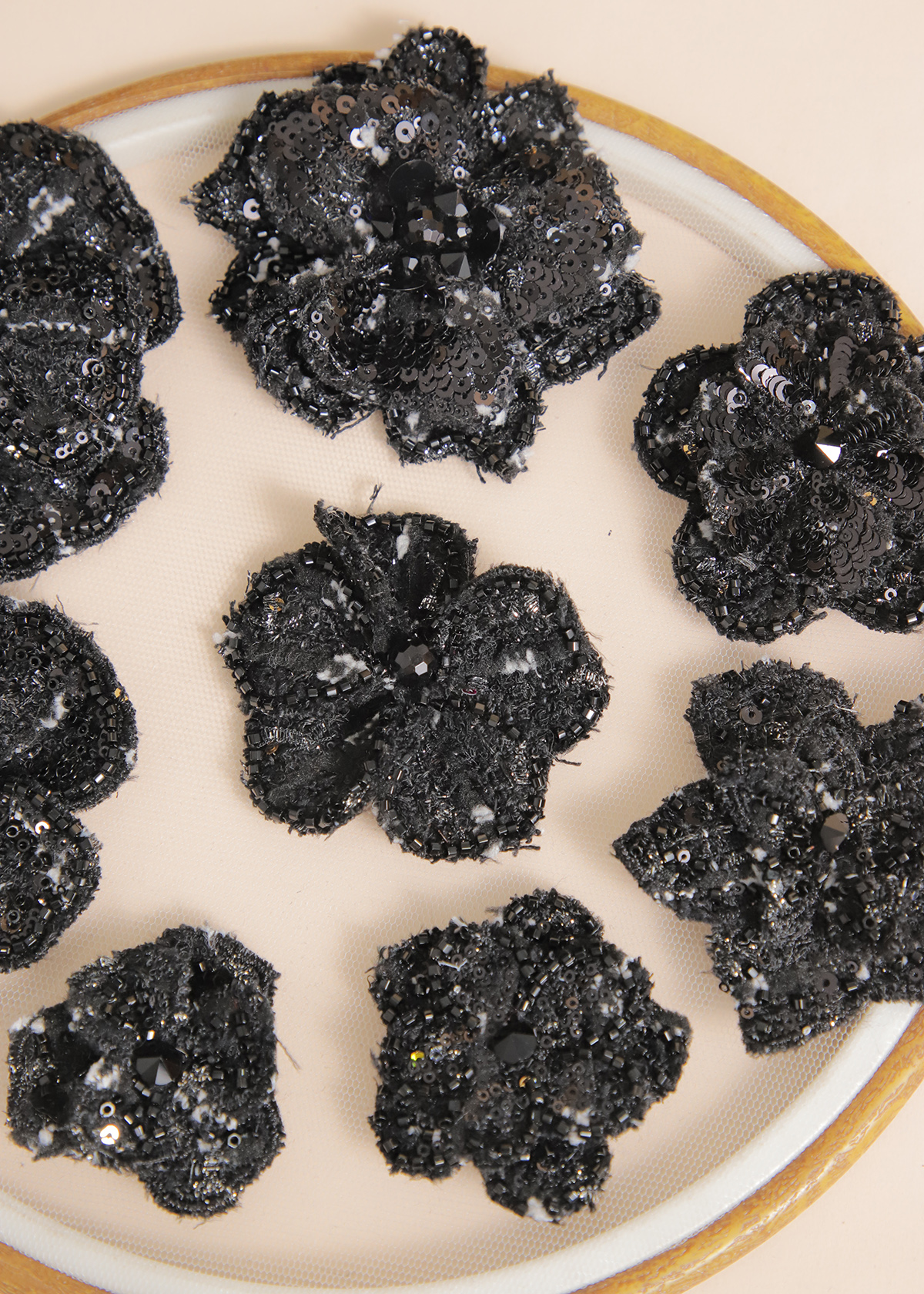 Yanzi Handmade 3d Flower Sequin Beads Applique