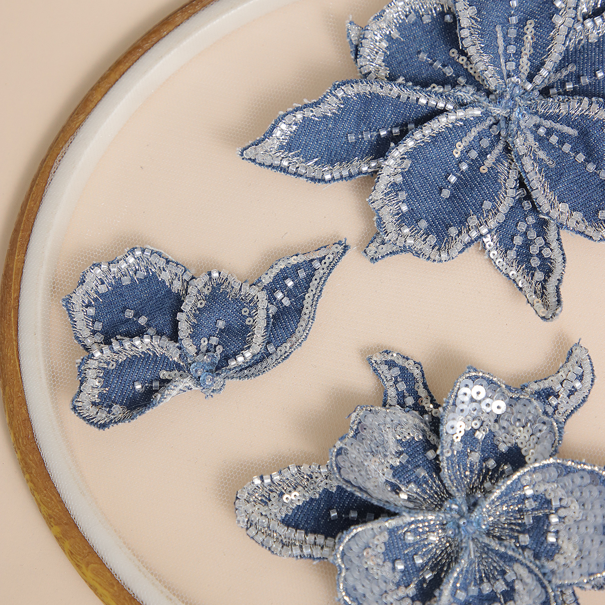 Yanzi Handmade 3d Flower Sequin Beads Applique(YZDH121)